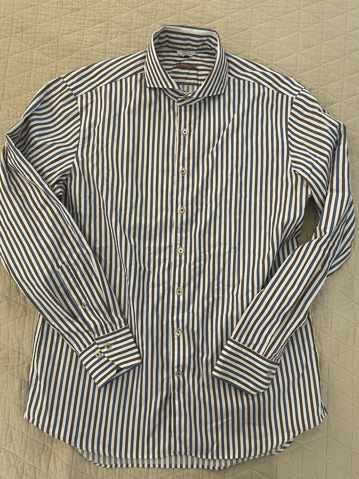 Strenstroms Bold Stripe Cutaway Collar Shirt Size US L / EU 52-54 / 3 - 2 Thumbnail