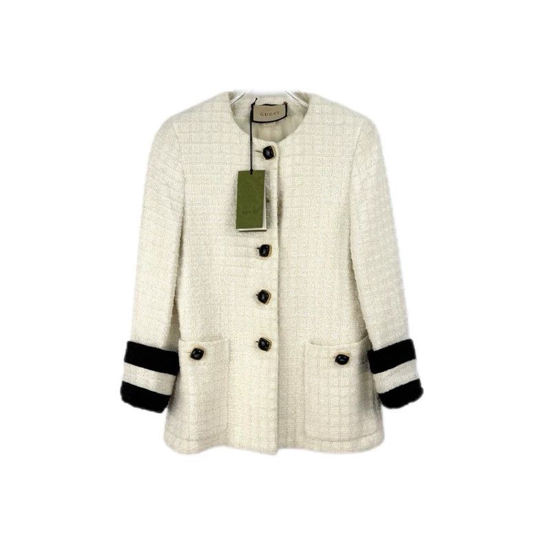 Gucci Gucci Size 38 Milk-white plaid coat 2502-Nextarrow Size US XXS / EU 40 - 1 Thumbnail