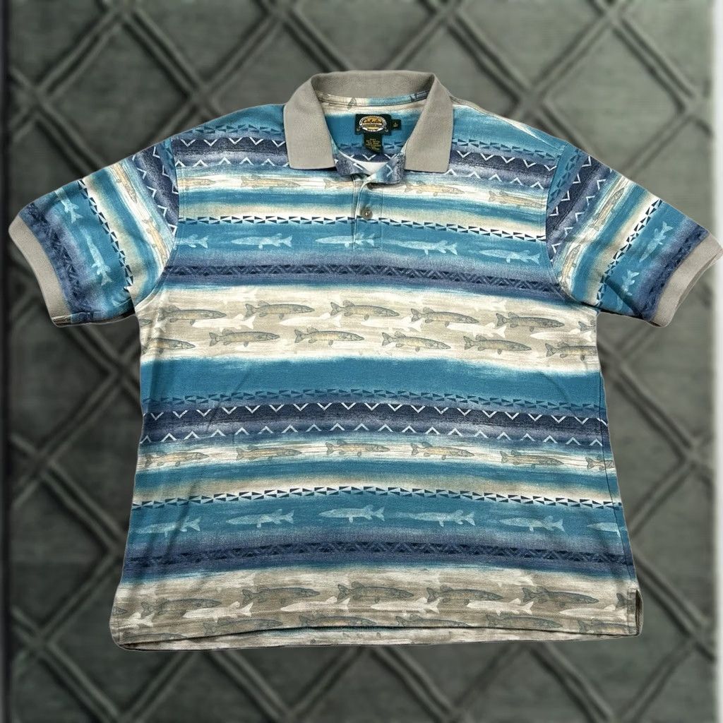 Vintage Vintage Cabela'S Shirt Mens L Polo All Over Print Fish Nature Outdoors Canada Size US L / EU 52-54 / 3 - 1 Thumbnail
