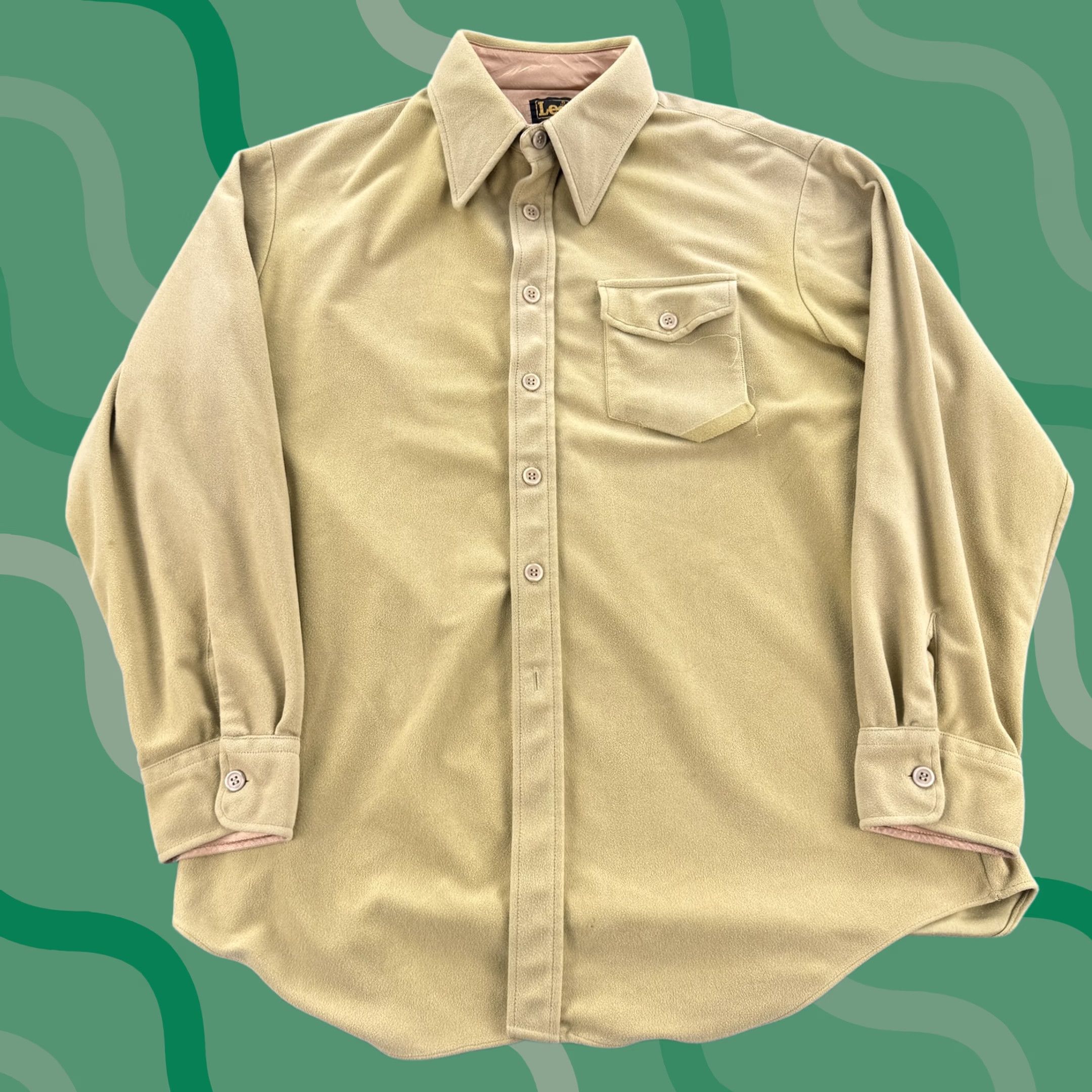 Lee VINTAGE Lee Shirt Mens XL Tan Western Button Up Made USA 70s Flaw Size US XL / EU 56 / 4 - 1 Thumbnail