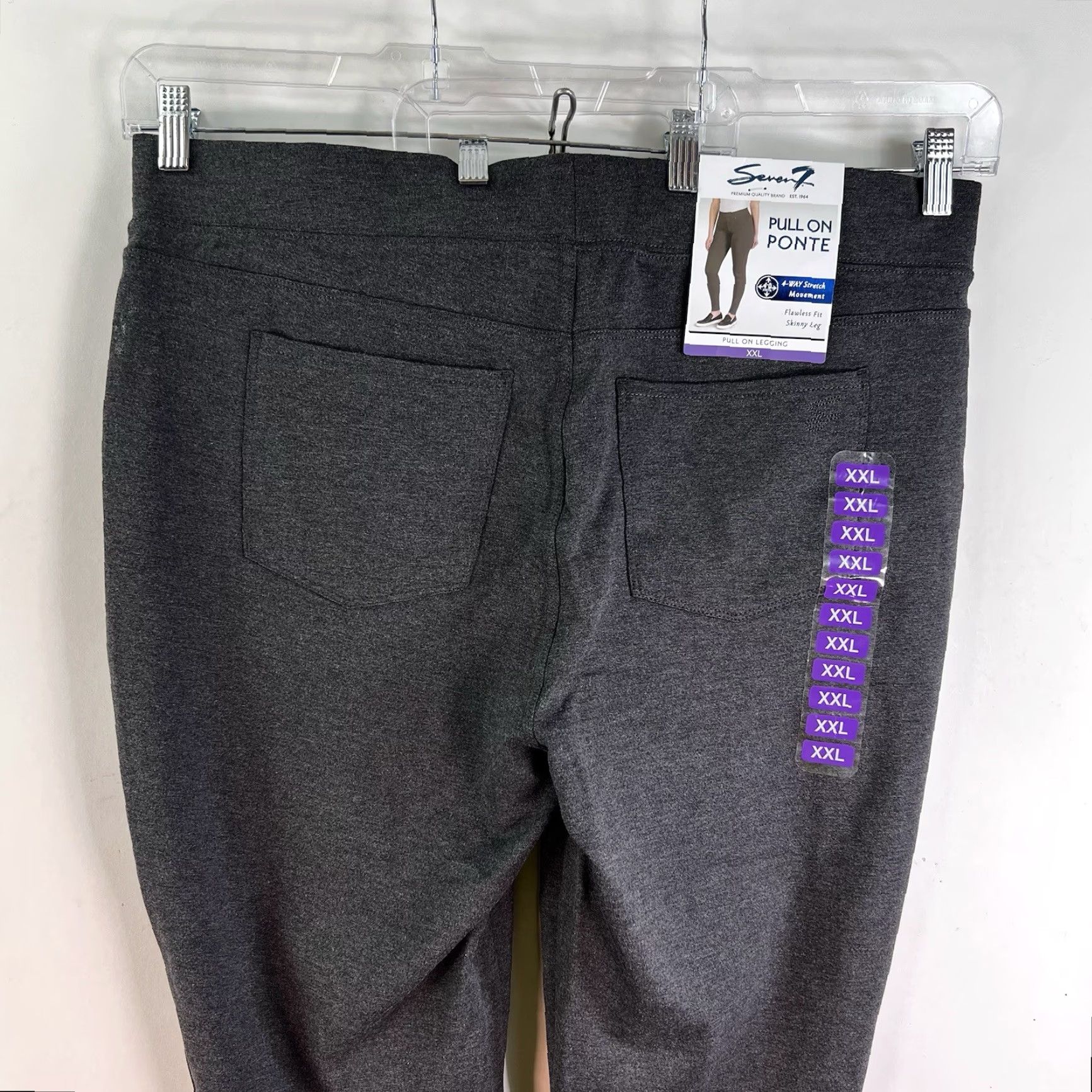 Vintage Seven7 Ponte Skinny Leggings Womens 2XL Gray Pull On Ankle Leggings Athletic Stretch NWT 40X30 Size 40" / US 18 - 4 Thumbnail