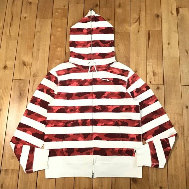 Bape BAPE Red camo striped full zip hoodie a bathing ape Size US M / EU 48-50 / 2 - 1 Thumbnail