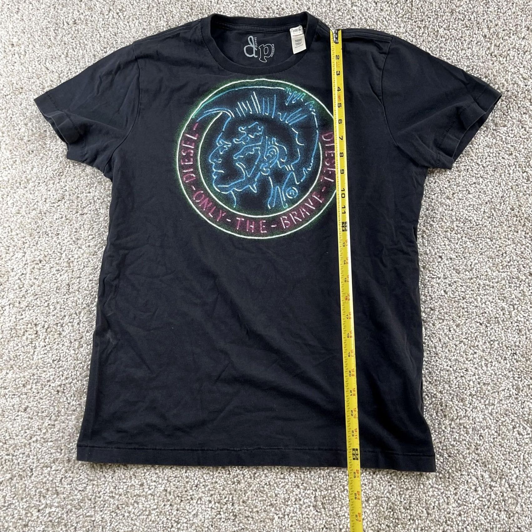Vintage Direct Passion Mens Medium Black Diesel Only The Brave Neon Tee Shirt Size US M / EU 48-50 / 2 - 7 Thumbnail