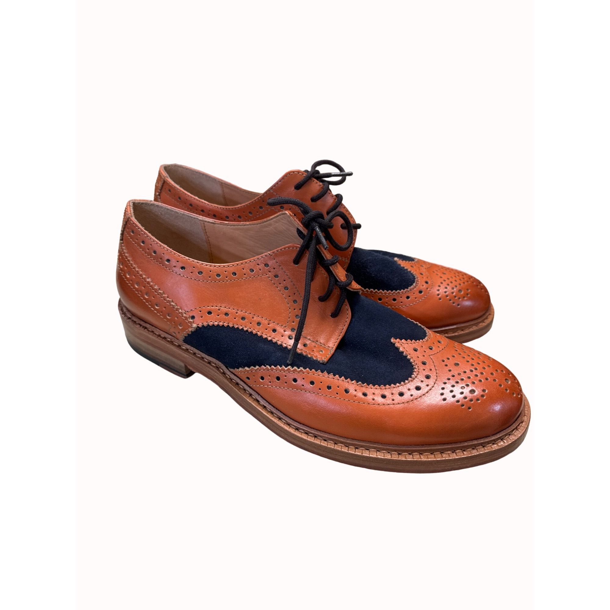 Designer Paul Malone Palm beach Bradford men’s brown navy blue Oxford Size US 10 / EU 43 - 3 Thumbnail