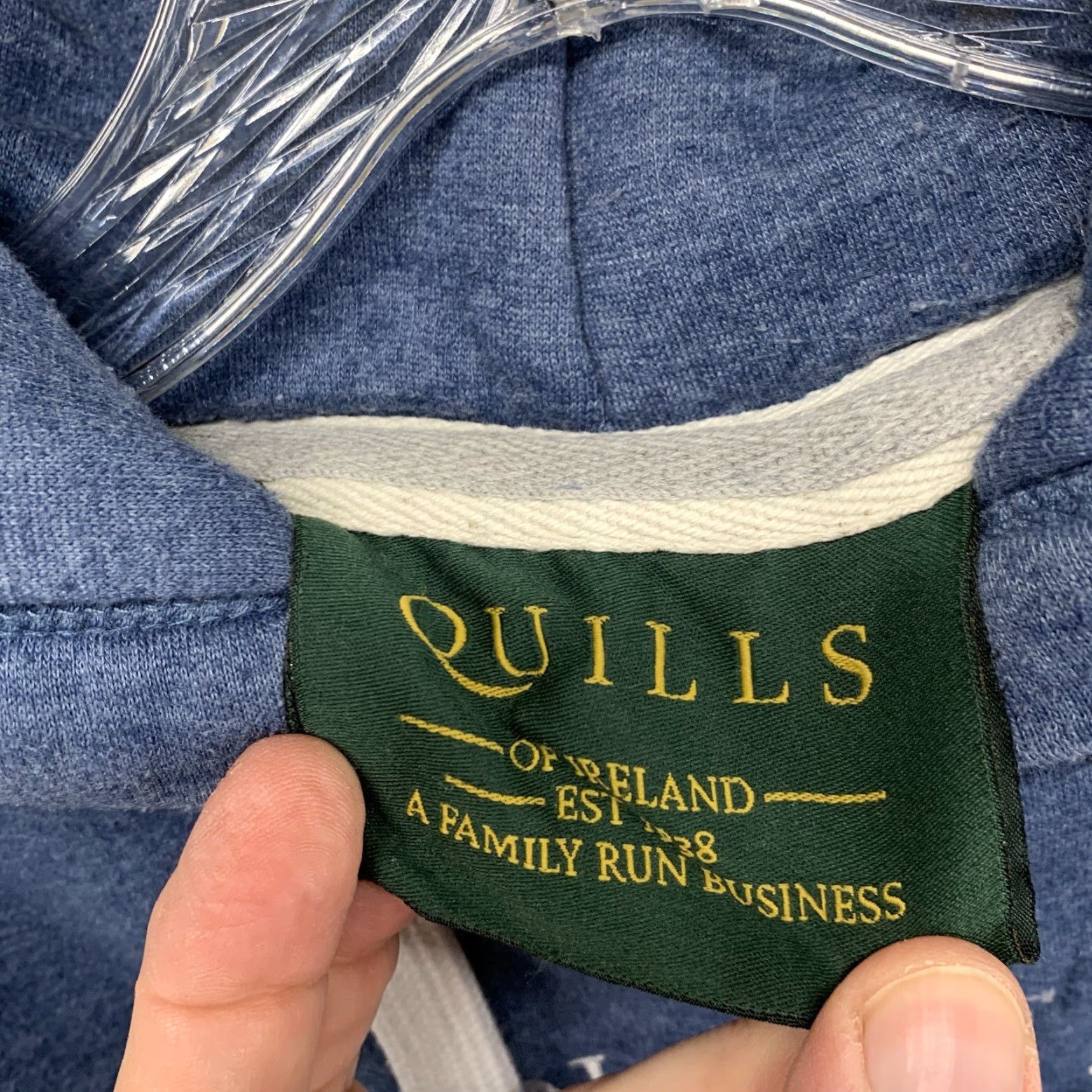 Logo 7 VINTAGE Quills Hoodie XS Unisex Adults 90s Ring Of Kerry Ireland Embroidered Logo Blue Cotton Blend Fleece Hooded Pockets Pullover Size US XS / EU 42 / 0 - 5 Thumbnail