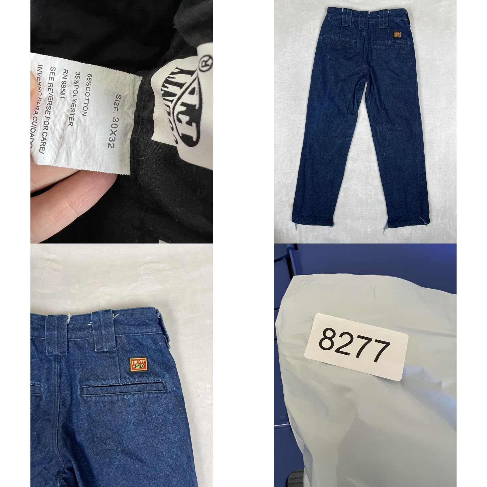 Vintage VINTAGE County FB Jeans Mens 30x32 Blue Denim Straight Pants 90s Distressed Pockets Frayed Hems Size US 30 / EU 46 - 8 Thumbnail