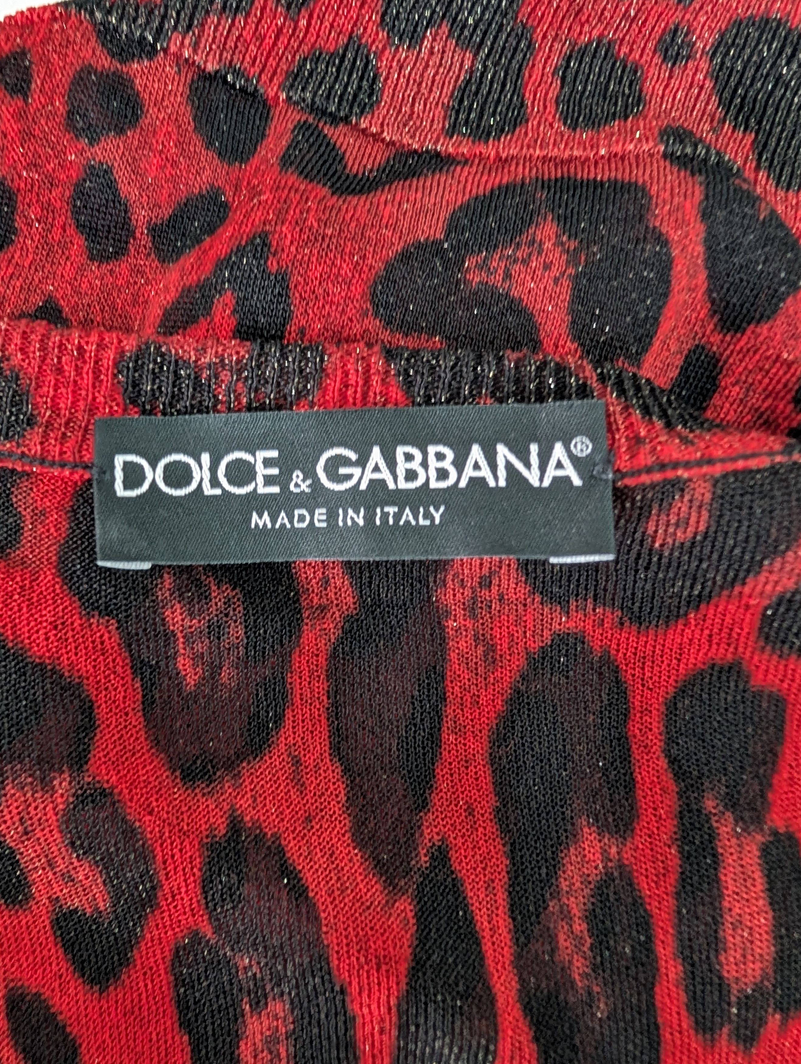 Dolce & Gabbana Dolce & Gabbana Red Leopard Print Cardigan Size M / US 6-8 / IT 42-44 - 3 Thumbnail