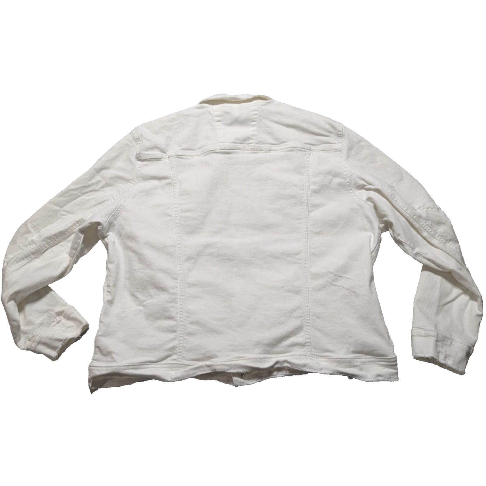 Jordan Craig JORDAN CRAIG LEGACY EDITION Men 2XL White Distress Stretch Denim Trucker Jacket Size US XXL / EU 58 / 5 - 2 Thumbnail