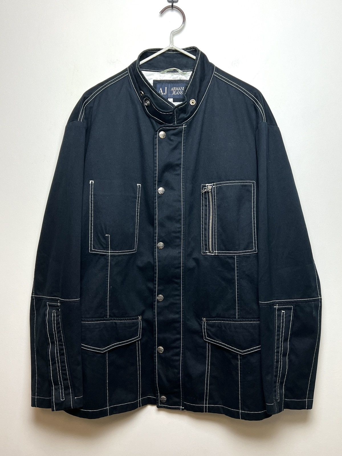 image of Archival Clothing x Giorgio Armani Armani Y2K Archive Solid Work Chore Jacket in Navy Blue (Size XL