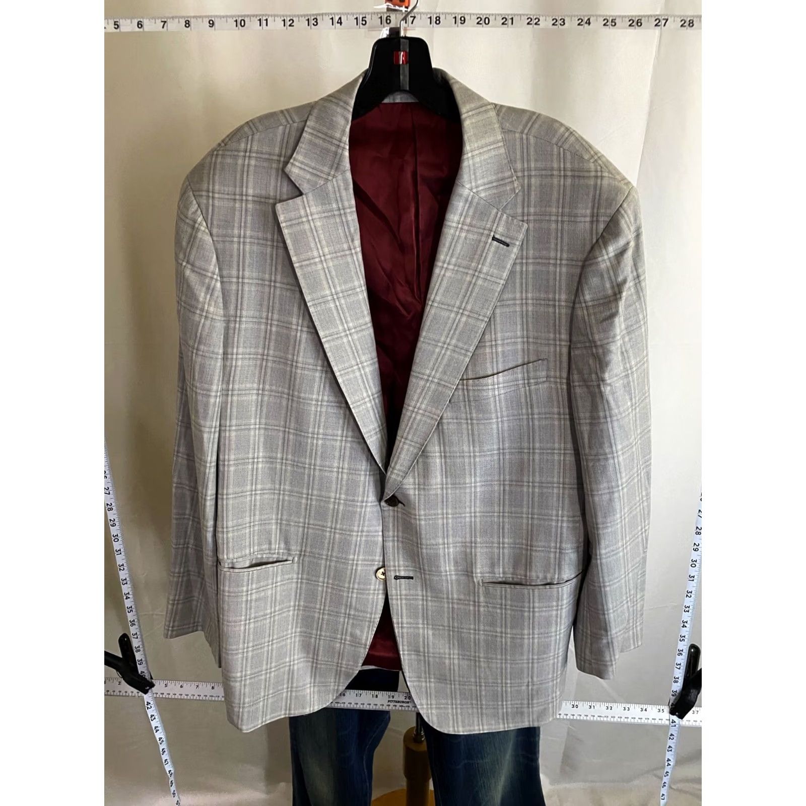 Vintage Gentlemans Cooperative Jacket Blazer 44L Mens Plaid Wool Coat Coat 44L Sharp 90s Event Theme Size 44R - 2 Thumbnail