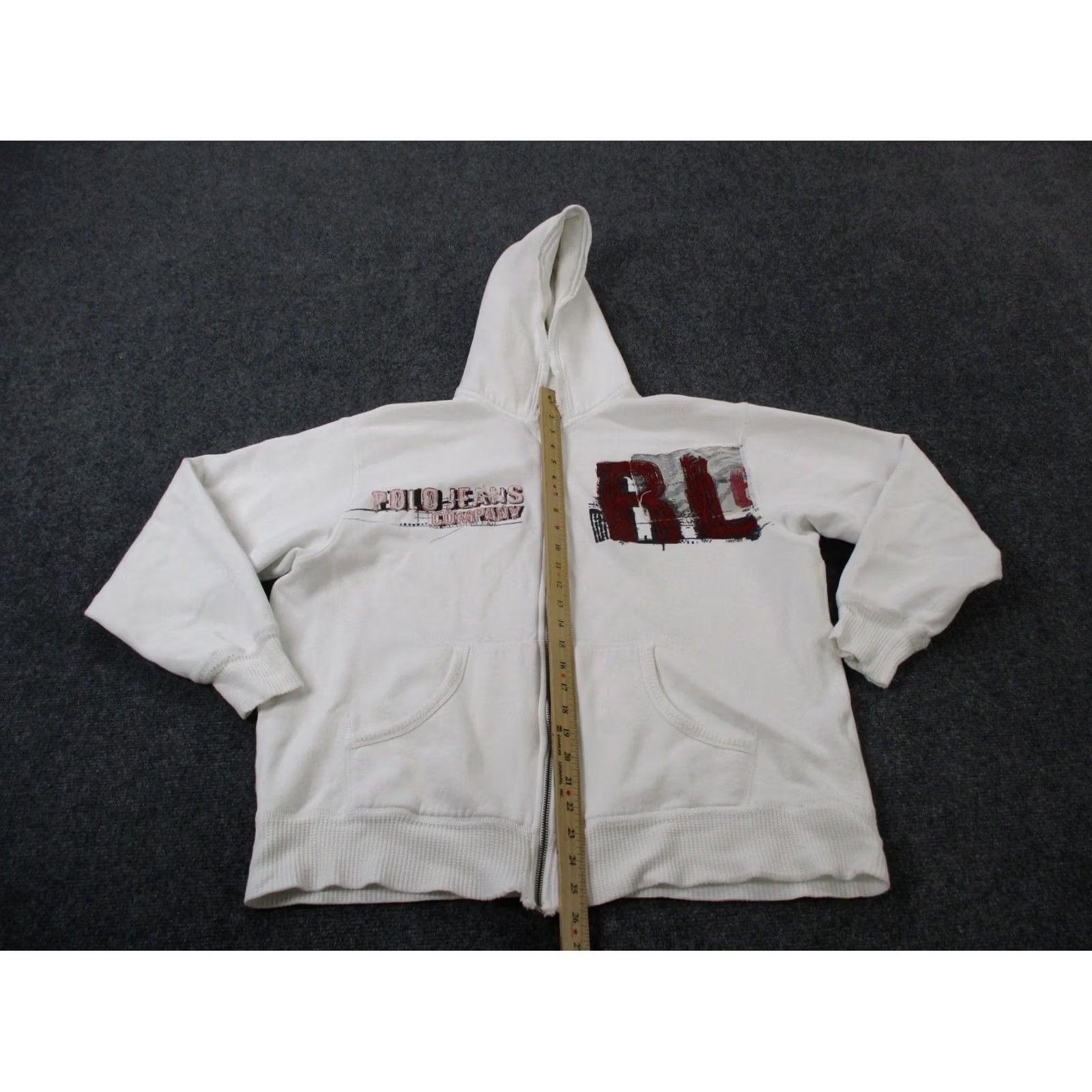 Polo Ralph Lauren VINTAGE Polo Ralph Lauren Hoodie Mens L White Jeans Jacket Grunge Y2K Spellout Logo Casual Size US L / EU 52-54 / 3 - 3 Thumbnail