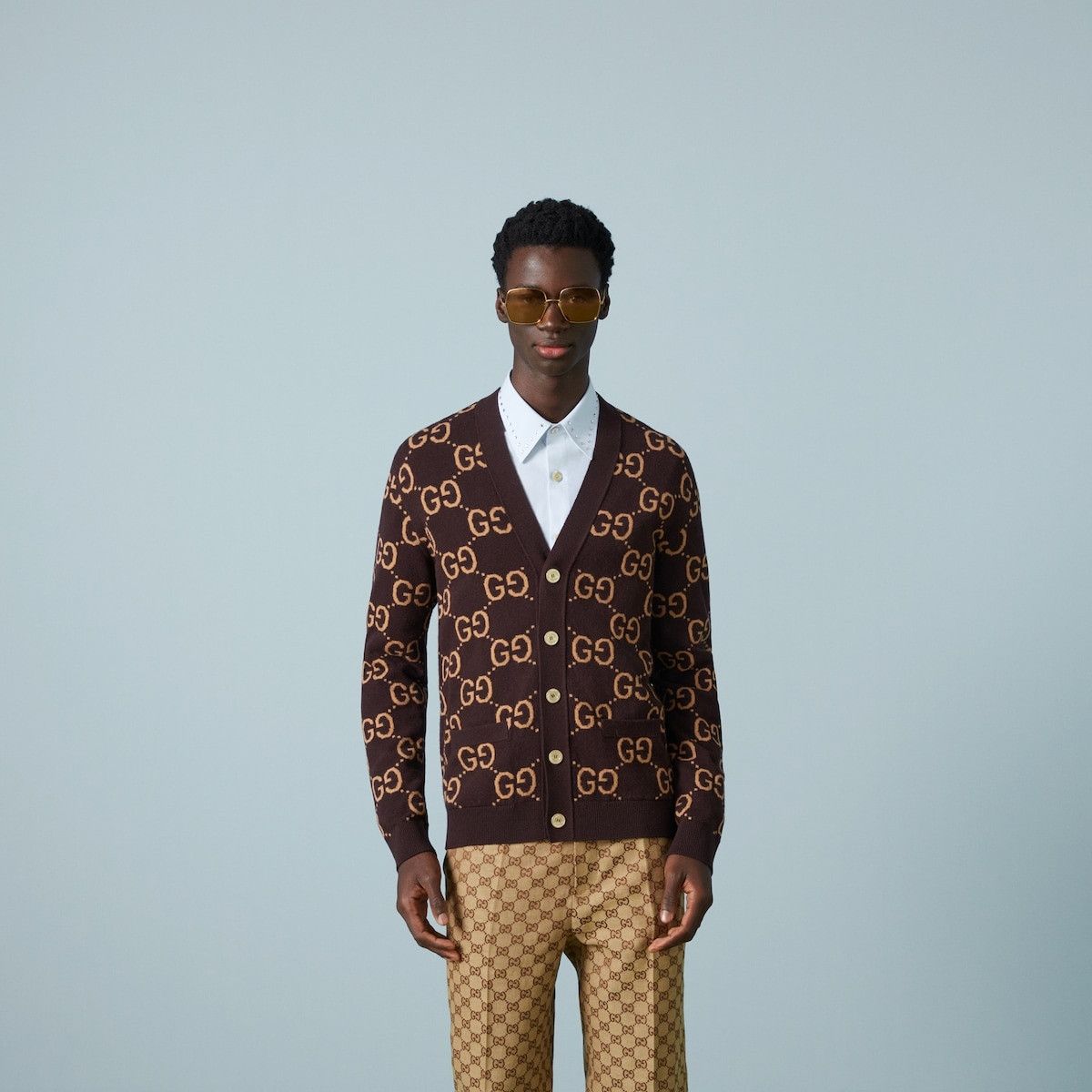 Gucci o1s1wg111025 GG Wool Jacquard Cardigan in Multicolor Size US L / EU 52-54 / 3 - 5 Thumbnail