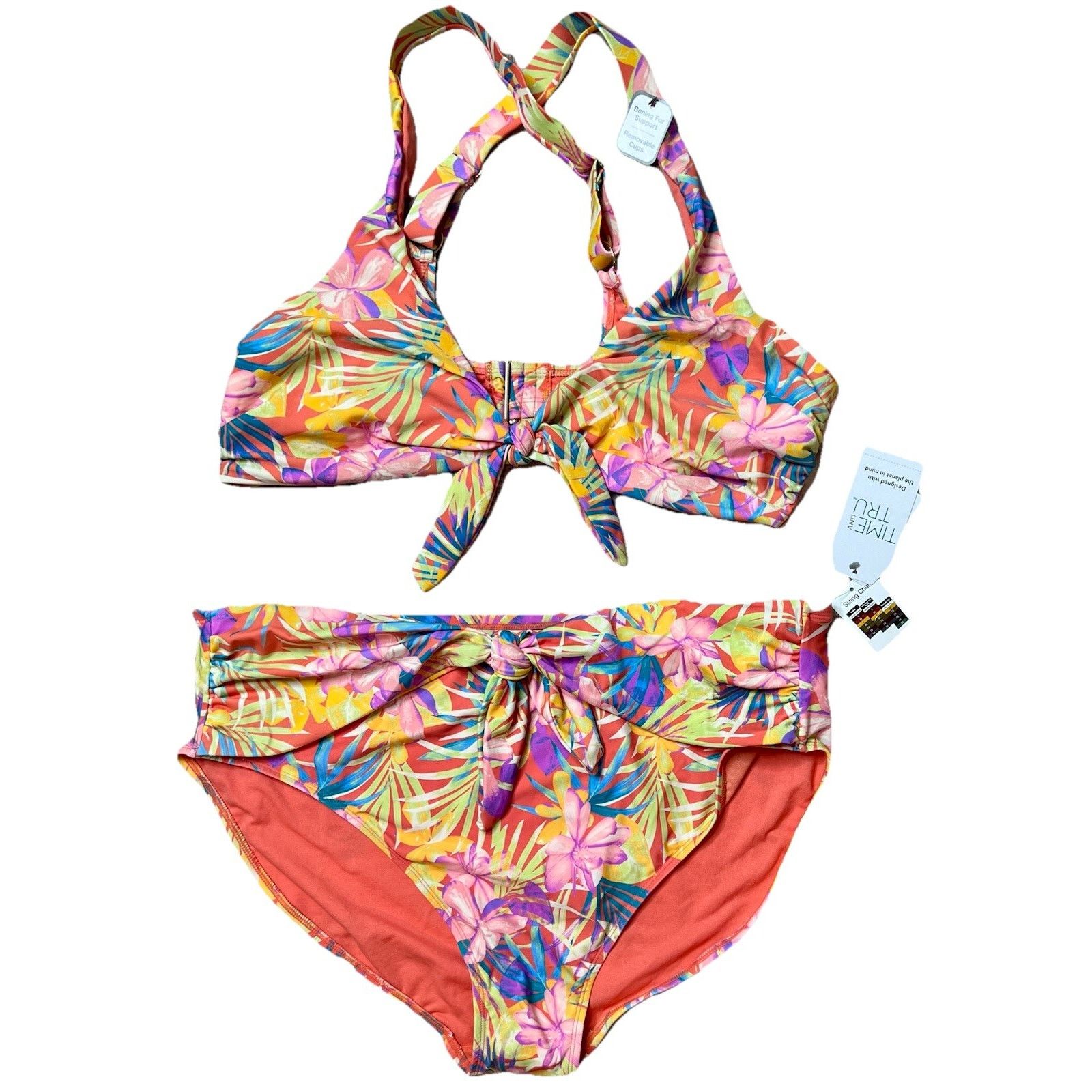 Other Time and Tru Tropical Floral Bikini Swimsuit Yellow 2pc NWT Size XXL / US 16-18 / IT 52-54 - 1 Thumbnail