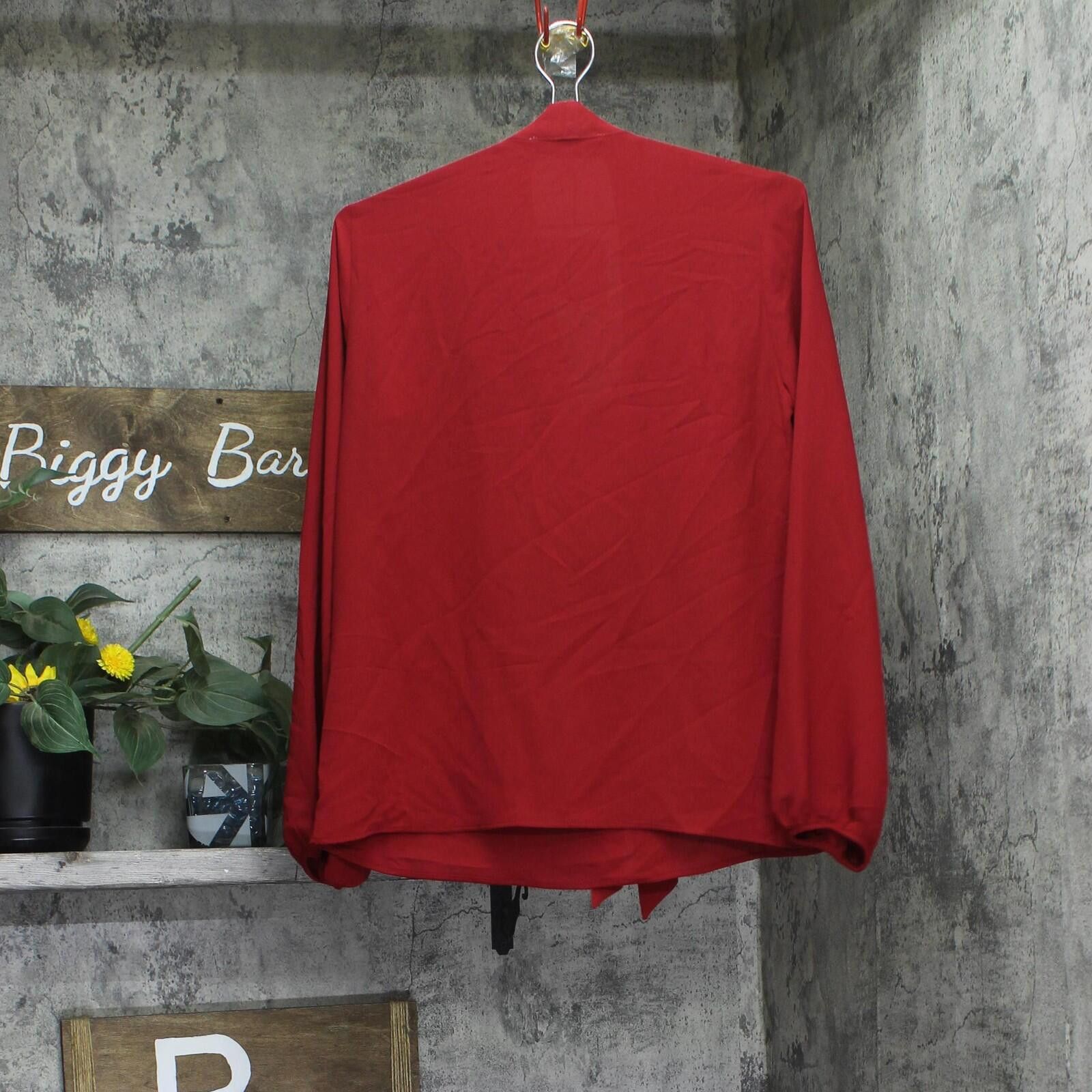 Other Nwt Kasper Tie-front Ruffled Blouse 10880897 Fire Red Xs Size XS / US 0-2 / IT 36-38 - 2 Thumbnail