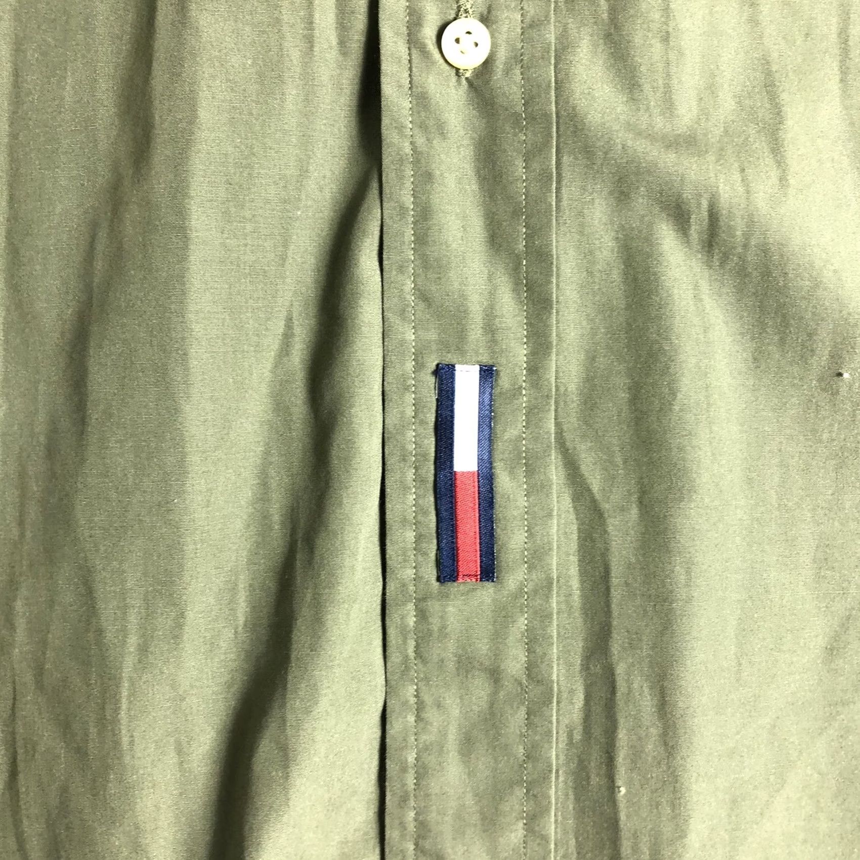 Tommy Hilfiger VINTAGE Tommy Hilfiger Shirt Mens Long Sleeve Poplin Millitary Green 2XL Button-Up Button-Front 100% Cotton Size US XXL / EU 58 / 5 - 6 Thumbnail