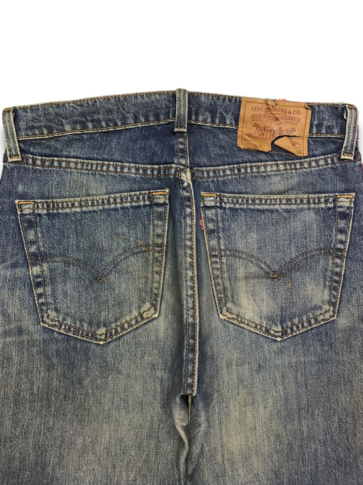 Vintage 90s Levis 519 Blue Wash Distressed Baggy Jeans 32x29