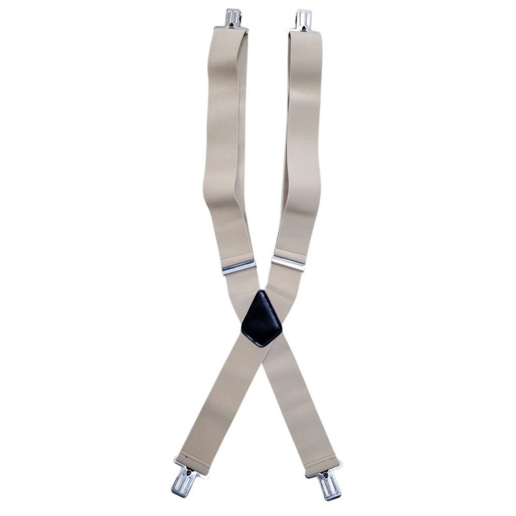 Other Men's Solid Tan/Beige Color X-Back Steel Clip Suspenders Size ONE SIZE - 5 Thumbnail