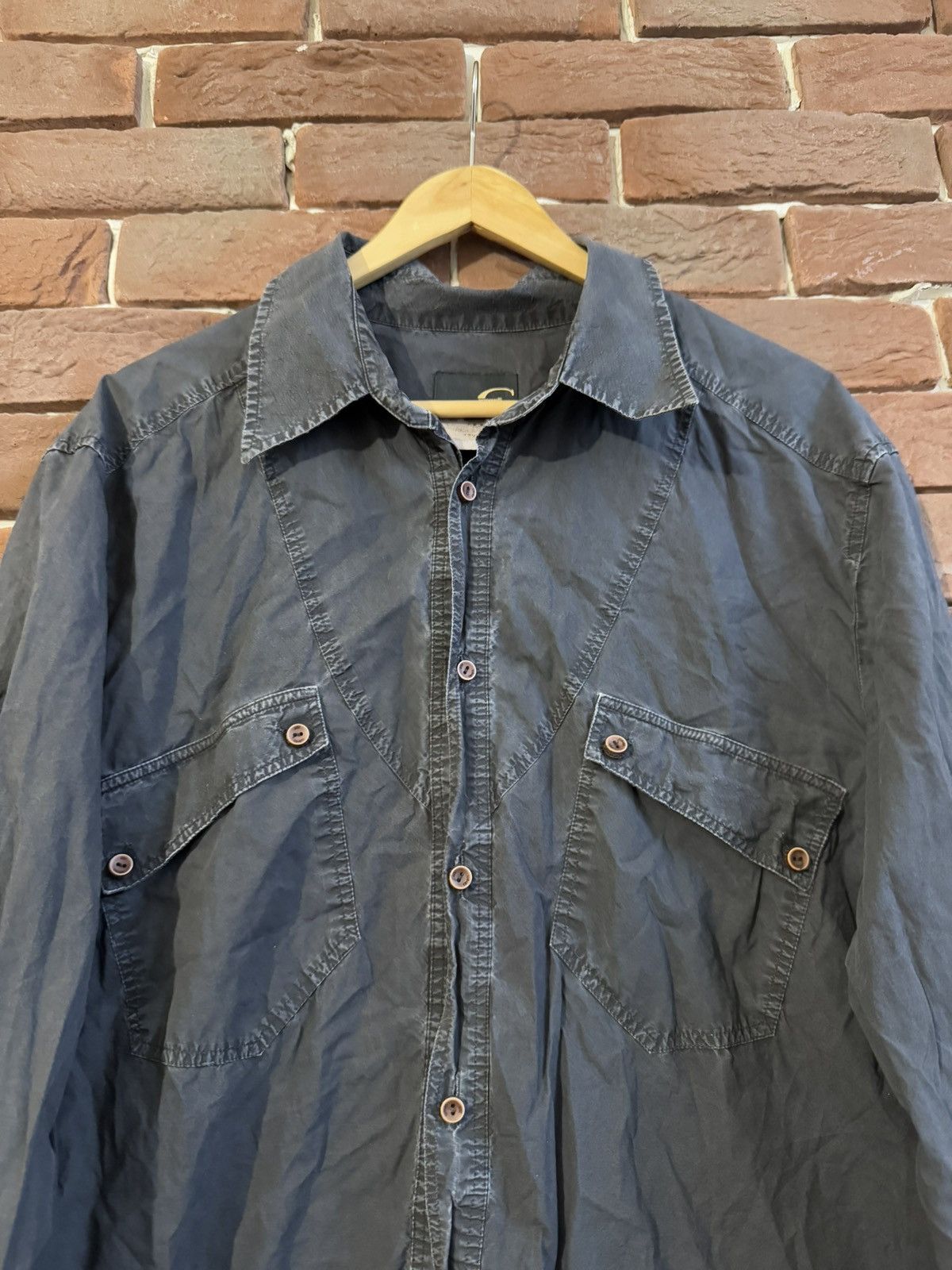 Just Cavalli Rare Just Cavalli Cargo Button Shirt Washed Black 54 Rare Size US L / EU 52-54 / 3 - 3 Thumbnail