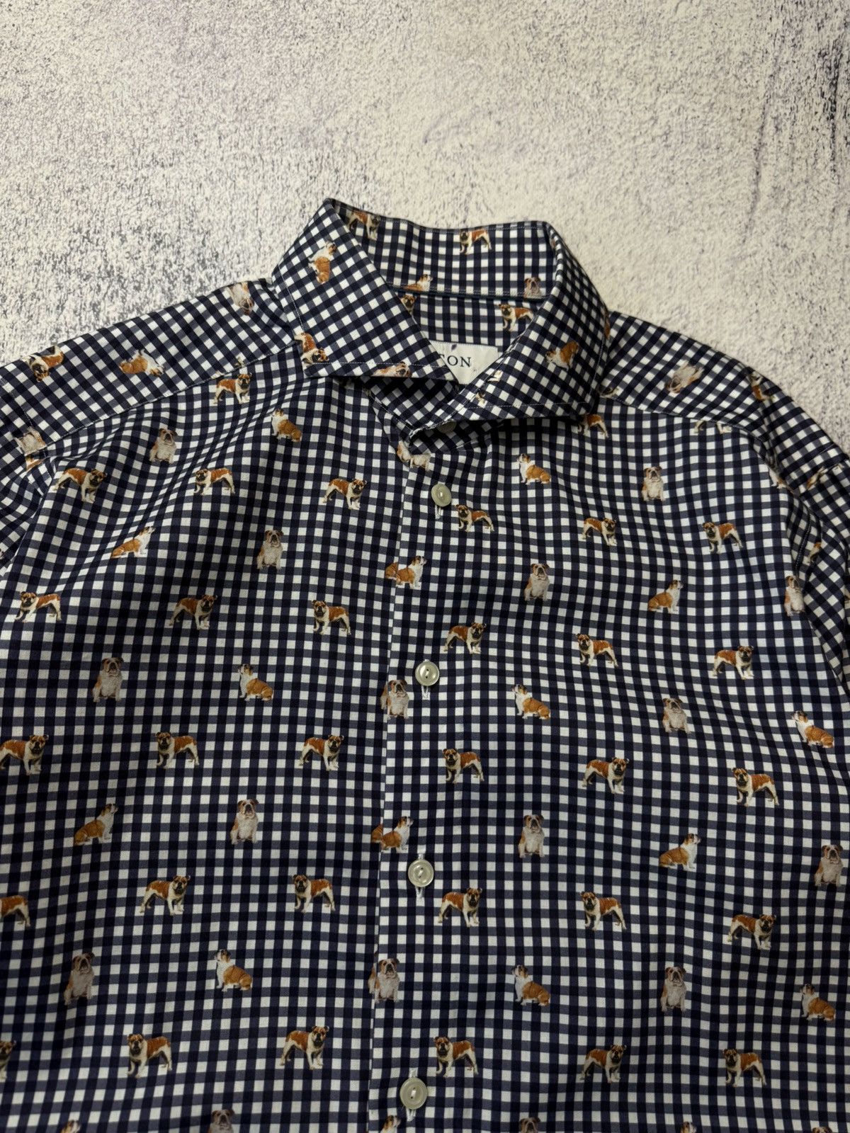 Eton ETON Mens Button Down Monogram Mops Slim Long Sleeve Shirt Size US M / EU 48-50 / 2 - 14 Thumbnail