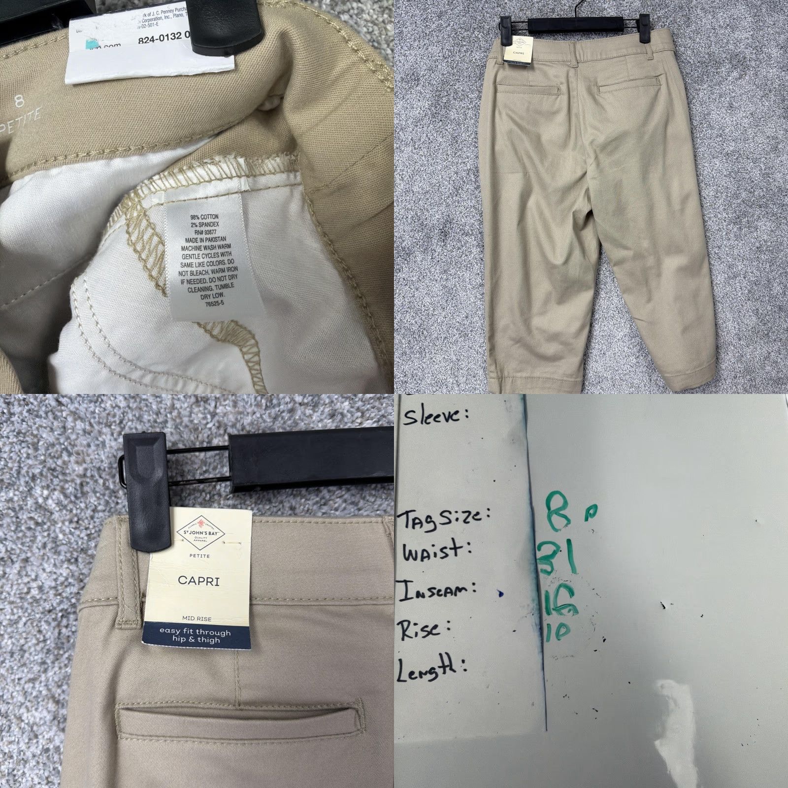 Vintage St. John's Bay Capri Pants Womens 8P 31x16 Beige Twill Stretch Chino Office Size 30" / US 8 / IT 44 - 8 Thumbnail