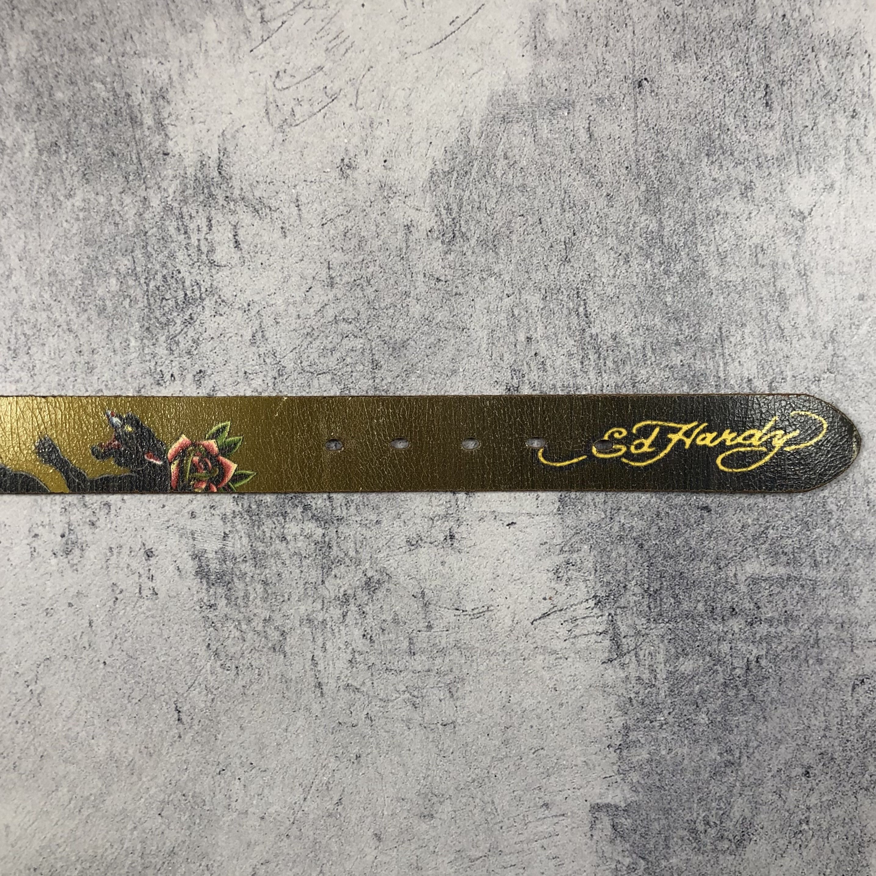 Christian Audigier Y2K Ed Hardy Panther Rose Leather Belt Size ONE SIZE - 5 Thumbnail