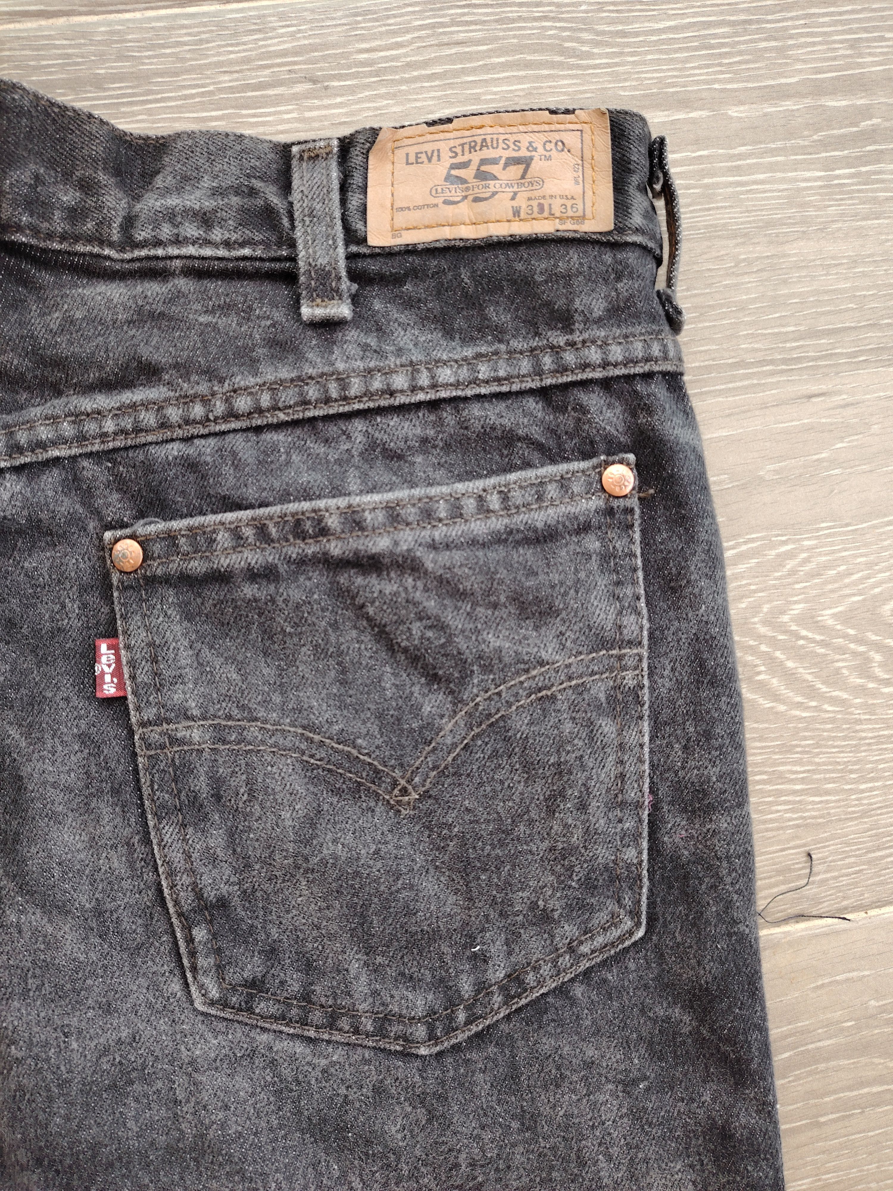Levi's Vintage 90s Levis 557 Bootcut For Cowboys Black Jeans Size US 33 - 7 Thumbnail