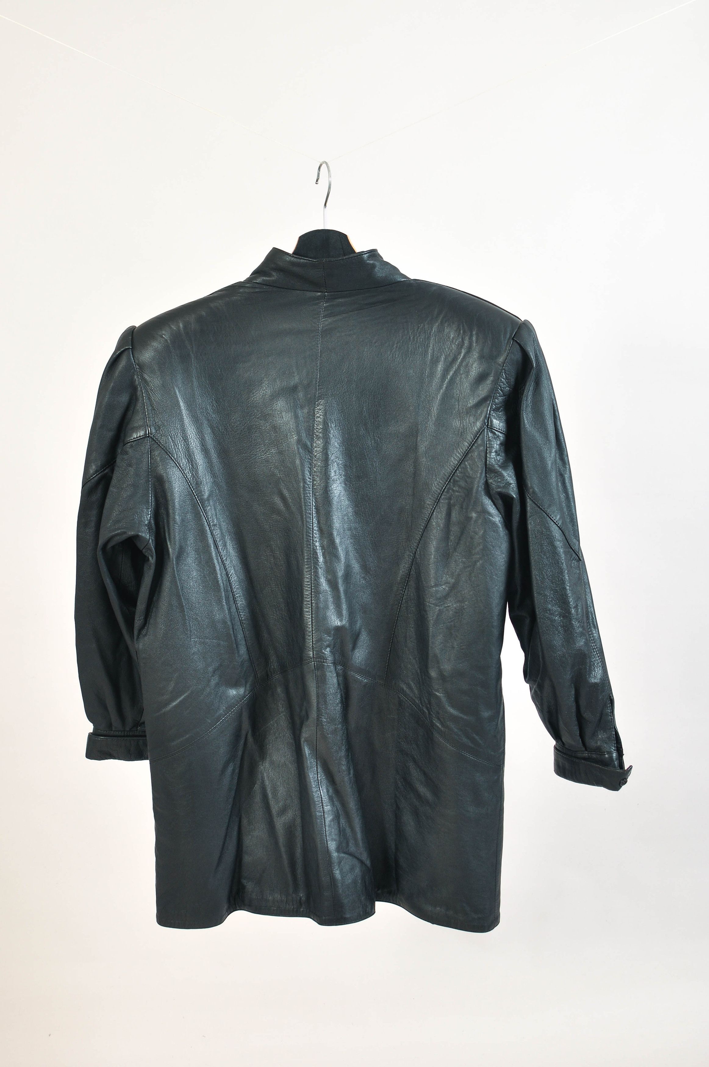 Other Vintage 80s Black Real Leather Coat | Size M Size M / US 6-8 / IT 42-44 - 4 Thumbnail