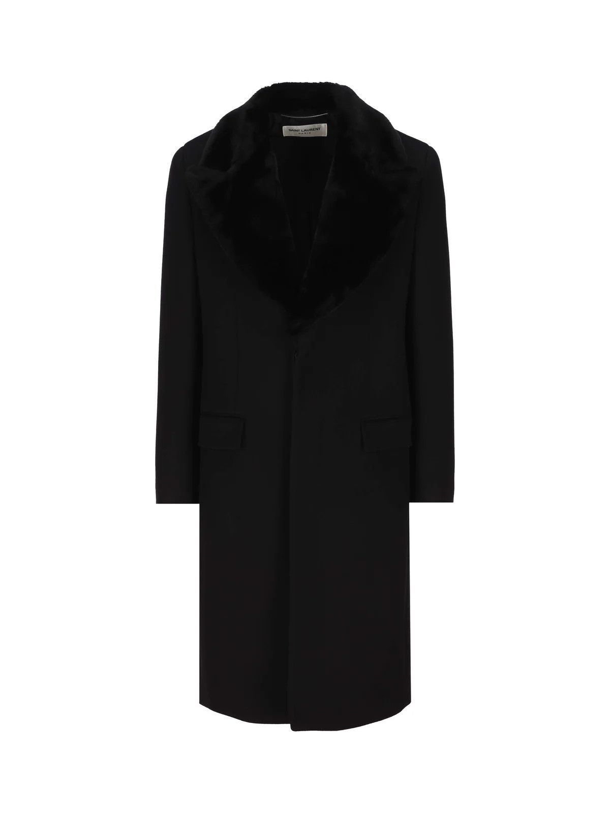 【極美 国内正規】SAINT LAURENT PARIS P Coat ブラック Saint Laurent《ロングコート》シルクタフタ ブラック DHL 直営