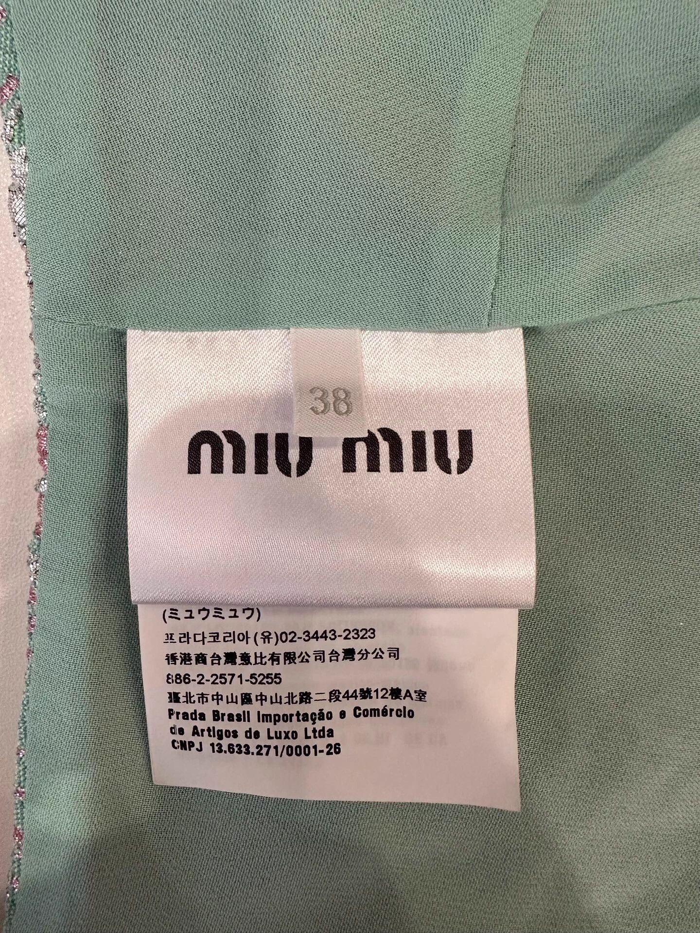 Miu Miu MiuMiu Women's Light Green Floral Embossed Logo Cami Size XS / US 0-2 / IT 36-38 - 5 Thumbnail