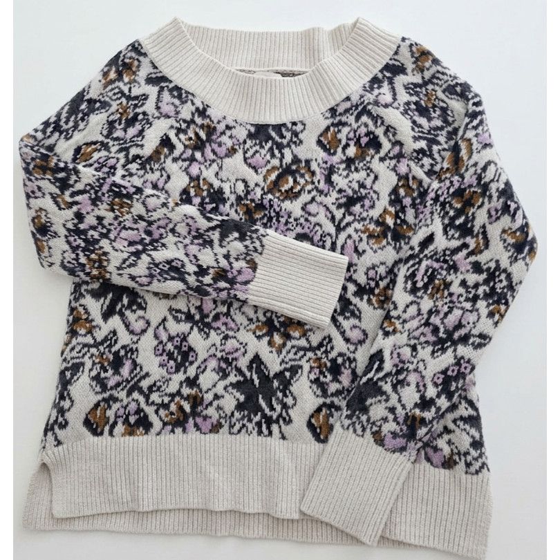 Loft LOFT Floral Boho Sweater Womens Medium Soft Knit Scoop Neck Size M / US 6-8 / IT 42-44 - 3 Thumbnail