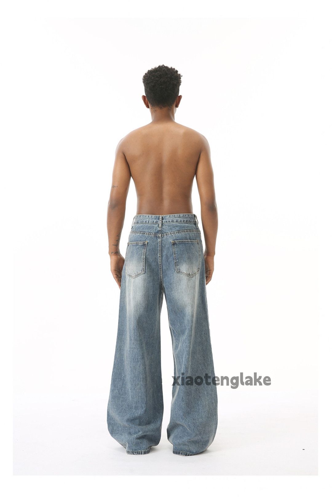 Jean xz vintage faded wide Leg flared Stain paint jeans Size US 32 / EU 48 - 4 Thumbnail