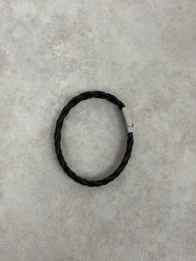 Gucci 2000s Gucci Silver & Leather Woven Bracelet Size ONE SIZE - 5 Thumbnail