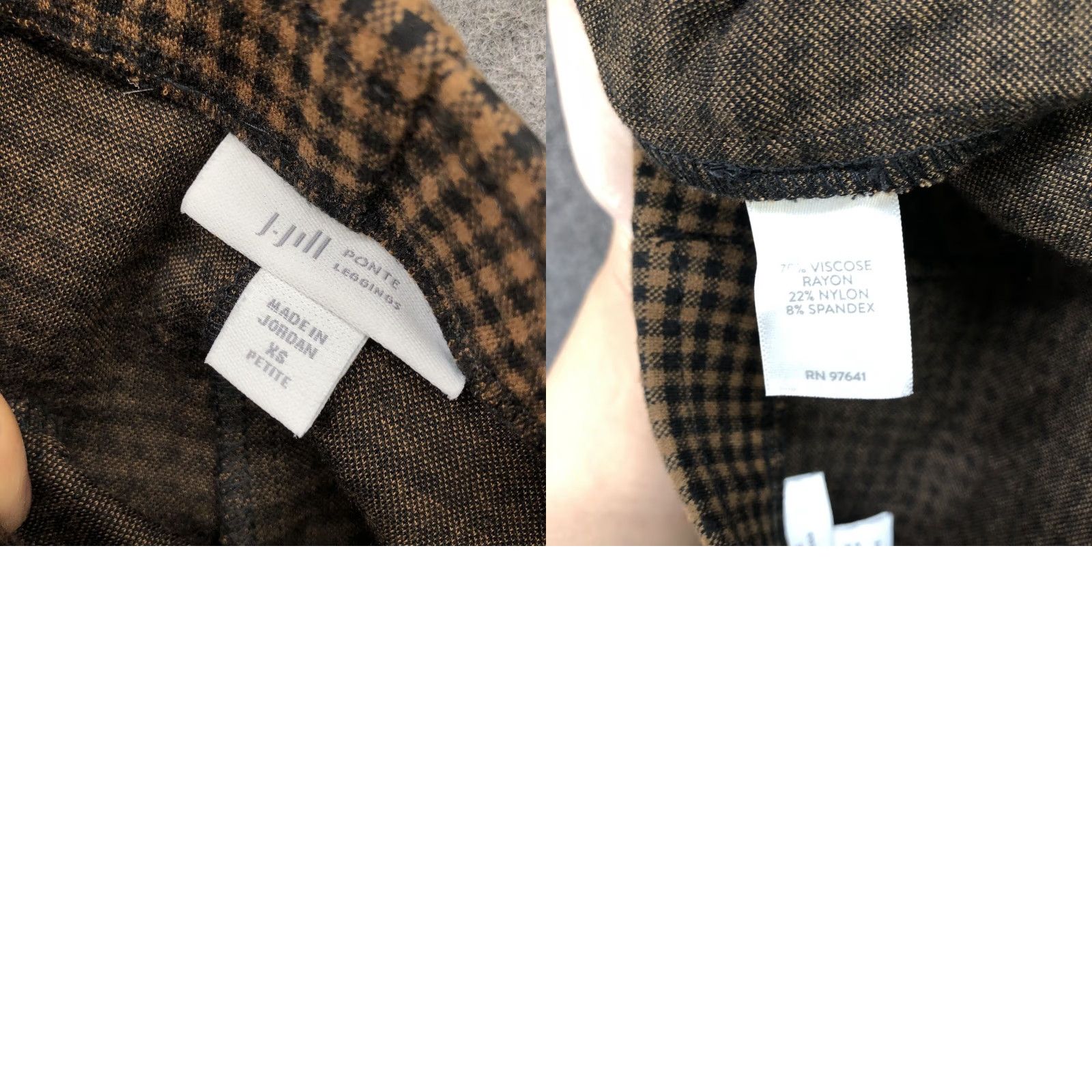 J. Jill J. Jill Ponte Leggings Womens XSP Tan Black Check Plaid Dark Academia Put On Elastic Waist Knit Ponte Leggings Womens XSP Size 26" / US 2 / IT 38 - 8 Thumbnail