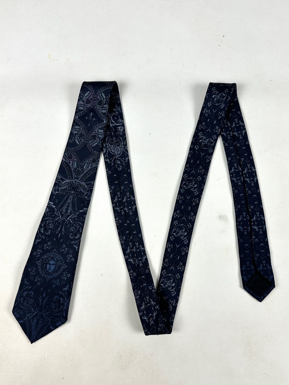 Versace Medusa Head Silk Navy Blue Tie