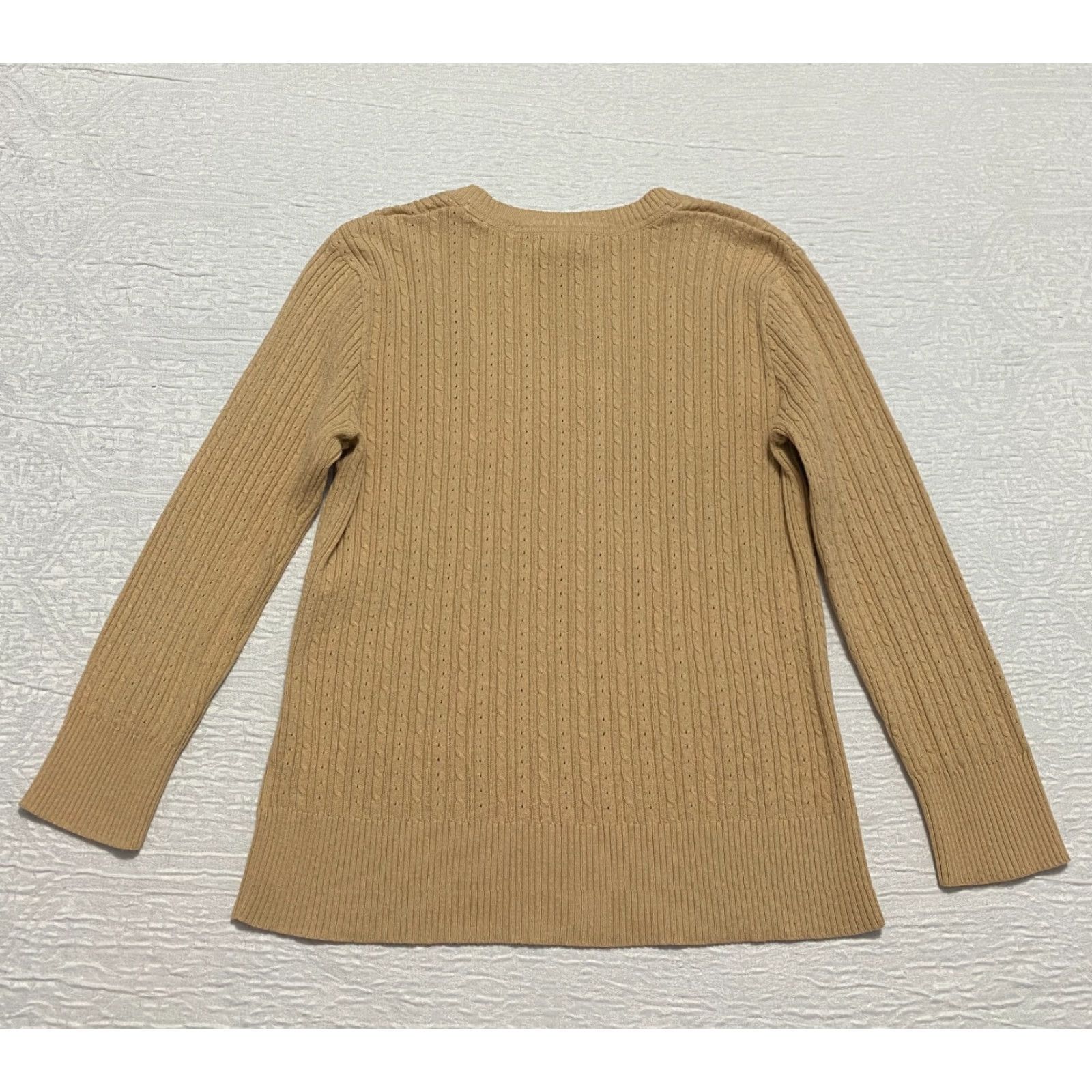 Vintage St. John's Bay Women's Sweater Cable-Knit Crew Neck Long Sleeve Beige Size M Pullover Casual Knitwear Womens Size M / US 6-8 / IT 42-44 - 2 Thumbnail