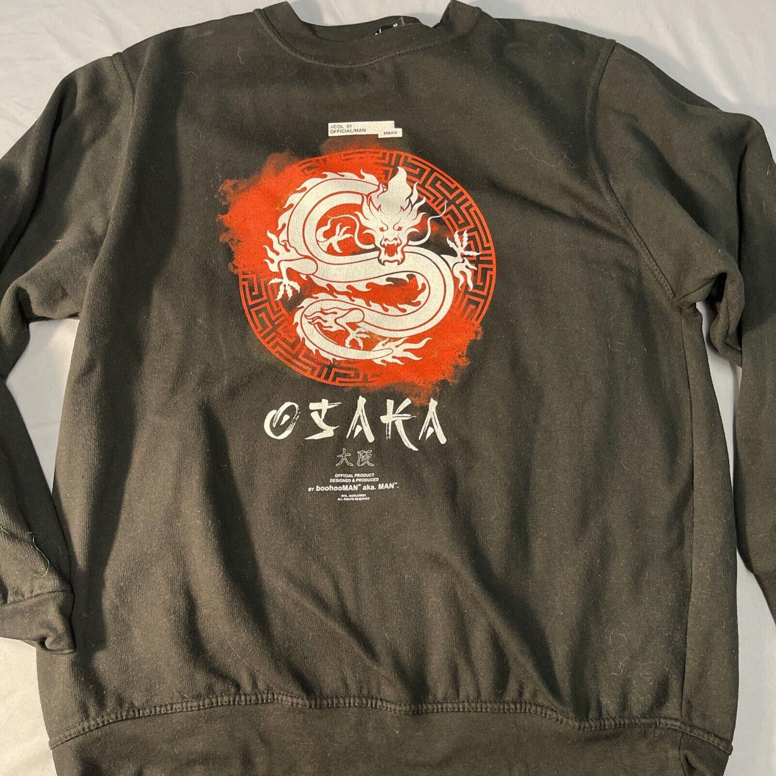 Boohoo Boohoo MAN Crew Neck Sweatshirt Medium Black DRAGON Pullover Size US 32 / EU 48 - 1 Thumbnail