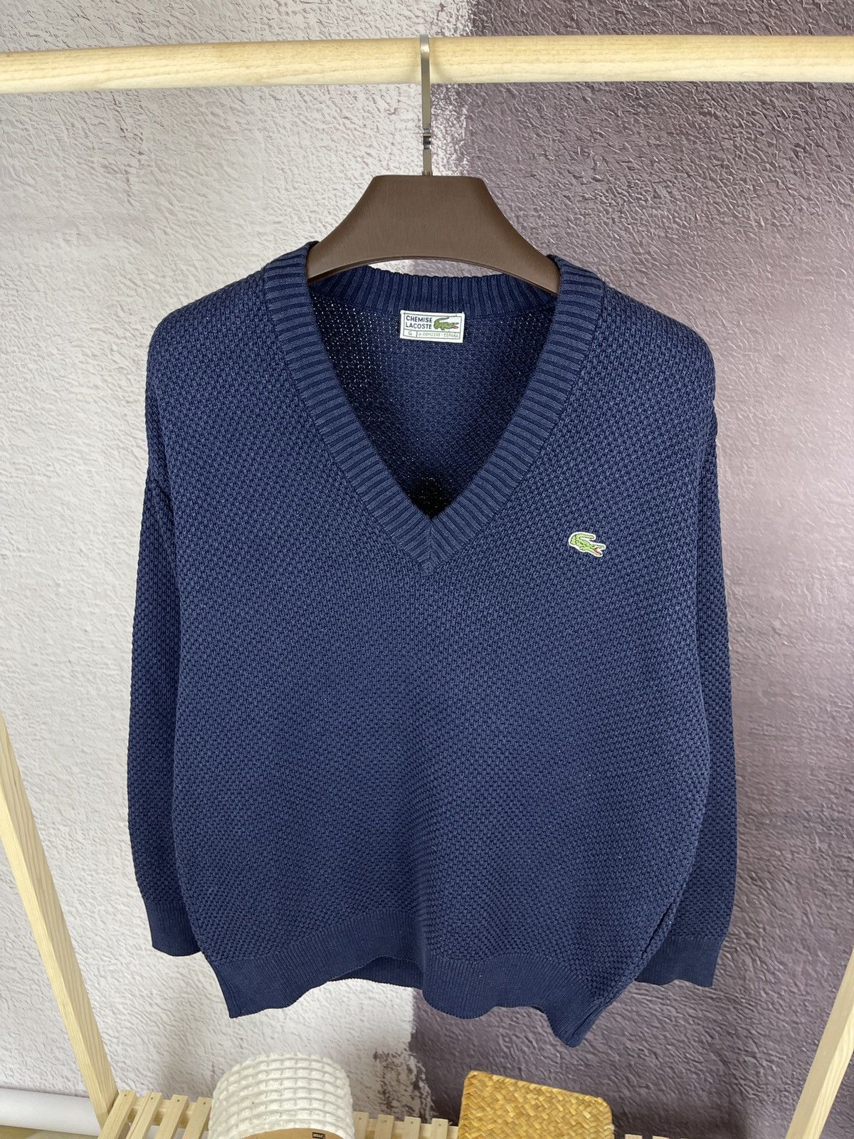 Lacoste × Vintage Chemise Lacoste vintage 90s made in Spain blue sweater Size US L / EU 52-54 / 3 - 3 Thumbnail