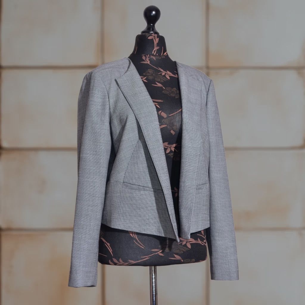 Ted Baker Ted Baker Blazer Women Grey Open Front Cropped Jacket Office Workwear Size 5 Size S / US 4 / IT 40 - 1 Thumbnail