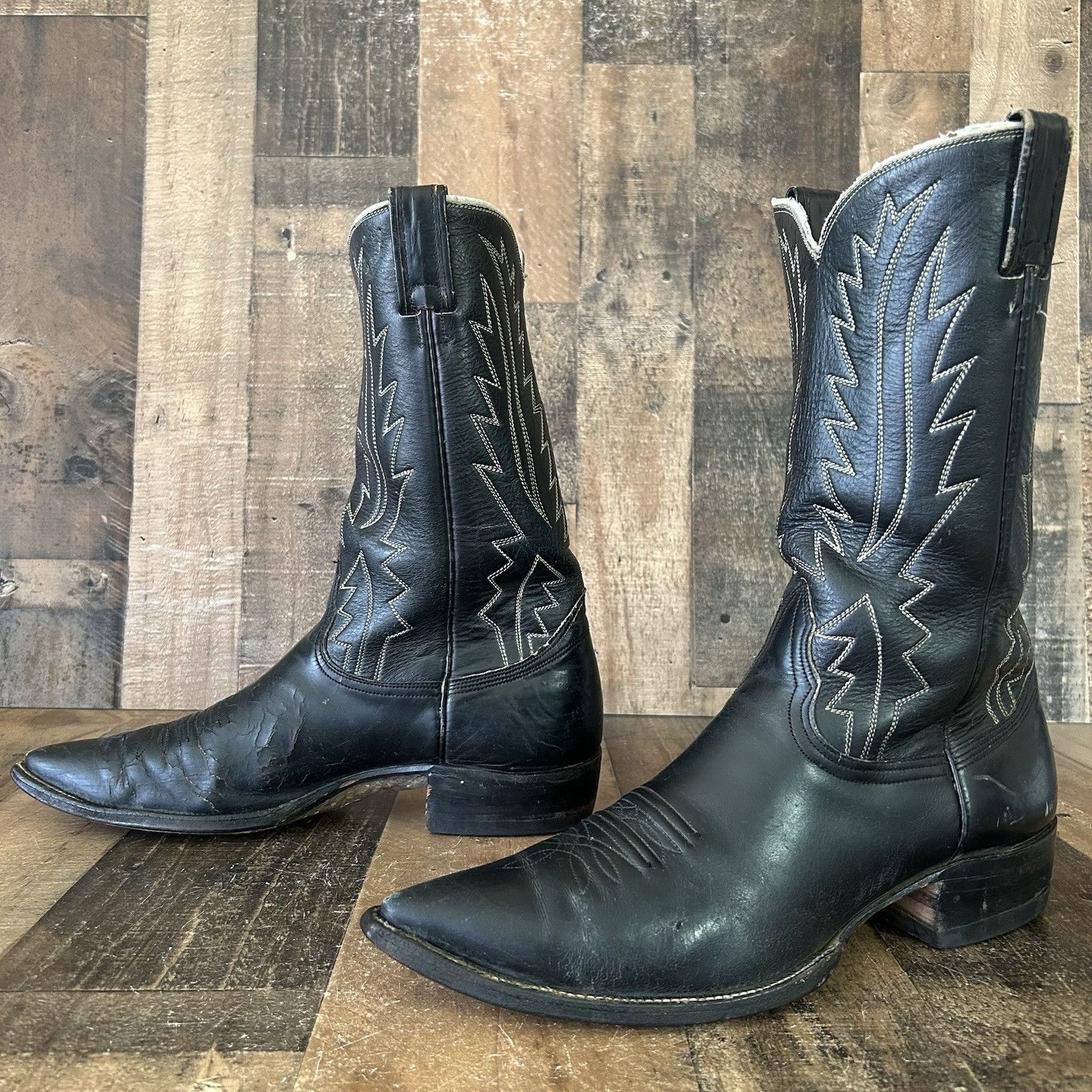 Nocona Boots Nocona Vintage Black Western Cowboy Boots Mens 13 A Size US 13 / EU 46 - 2 Thumbnail