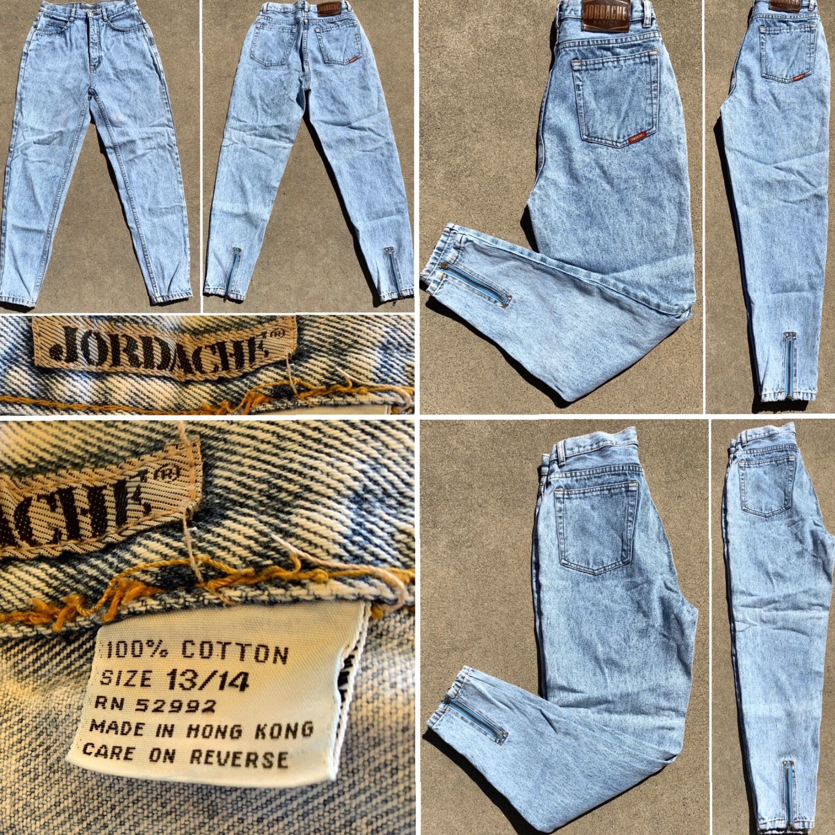 Jordache VINTAGE Jordache Jeans High Waist Tapered Leg Zipper Acid Wash 27 1/2” Waist 14 Blue Mens Jeans 1980s Jordache Size 36" / US 14 / IT 50 - 4 Thumbnail