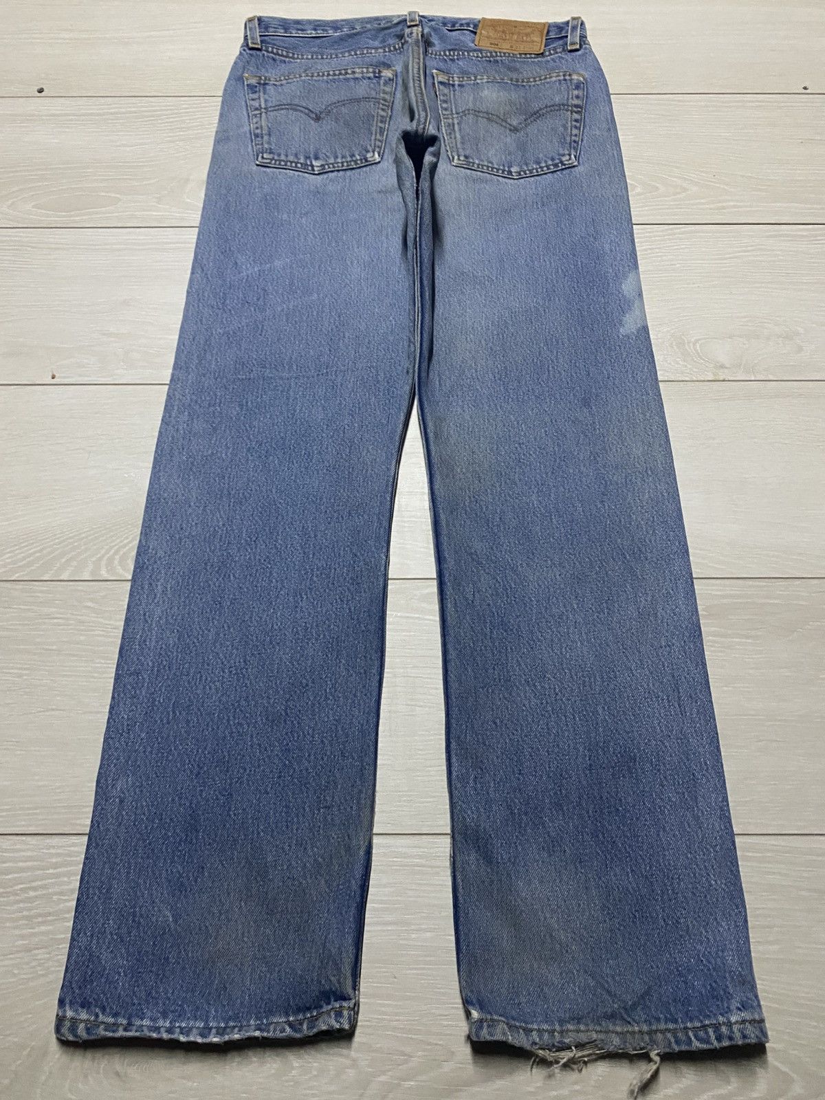 Levi's Levis 501 Y2k Faded Wash Bleach Distressed Jeans Size US 30 / EU 46 - 2 Thumbnail