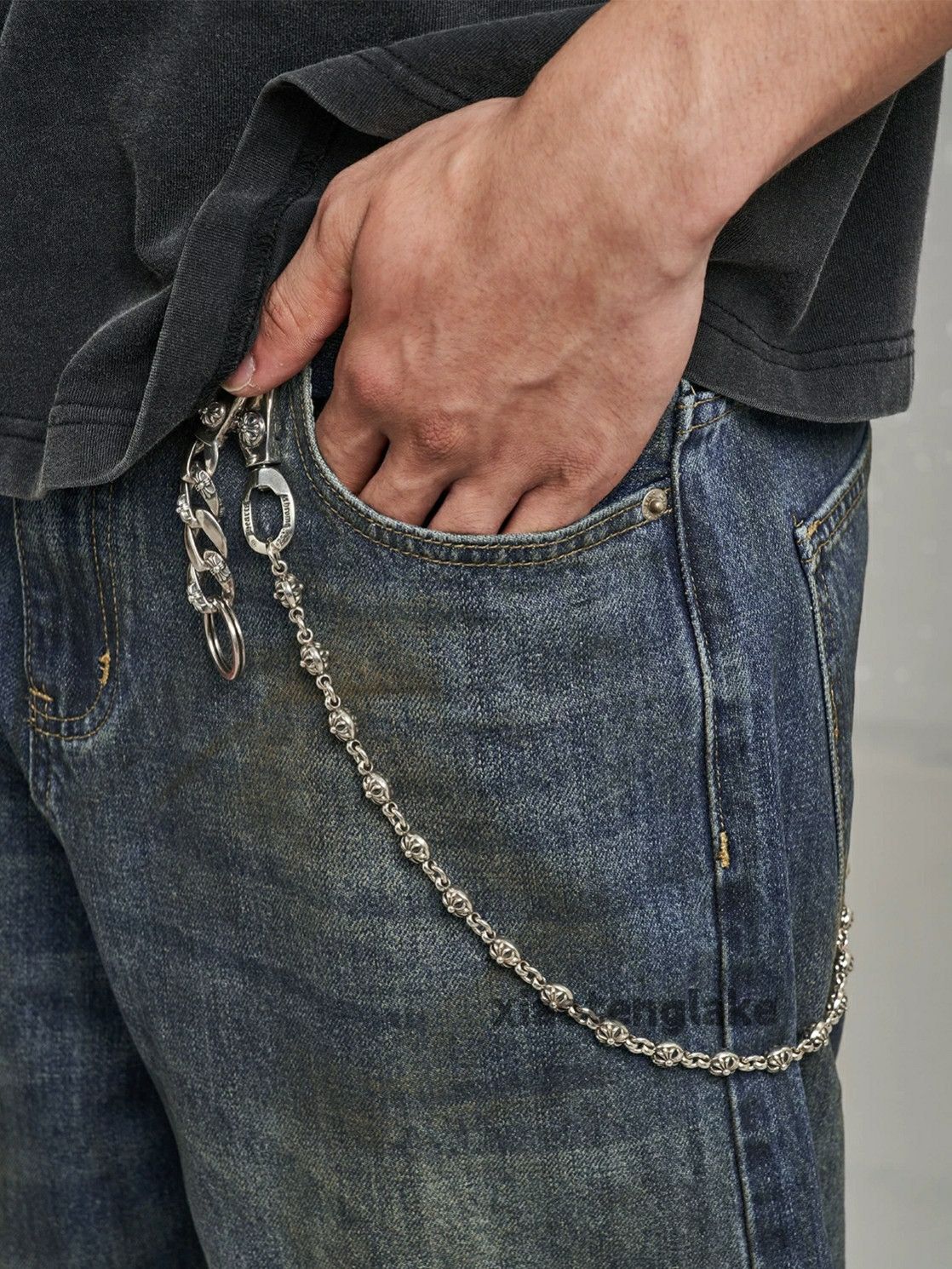 Jean × Vintage washed faded loose baggy skate hiphop stain jeans Size US 34 / EU 50 - 3 Thumbnail