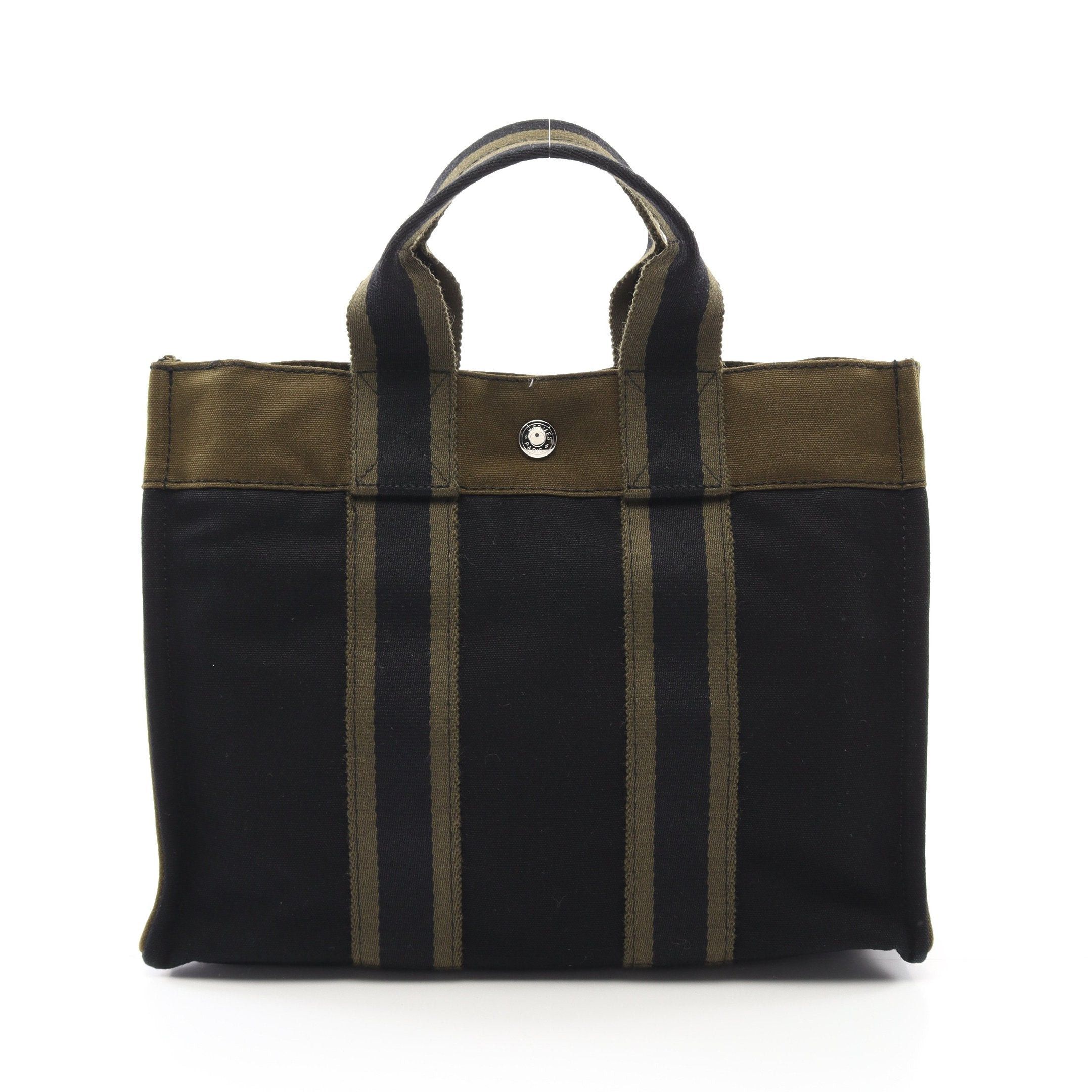 Hermes Hermes Fool Toe Pm Handbag Tote Bag Canvas Black Khaki Green Silver Hardware Size ONE SIZE - 1 Thumbnail