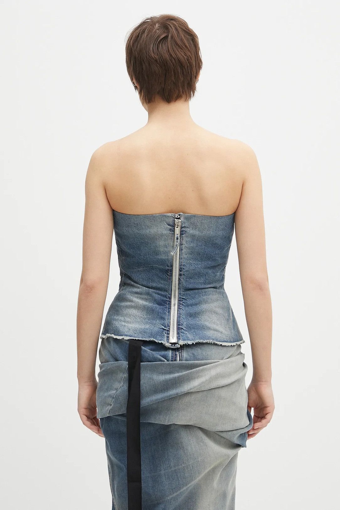 Rick Owens o1mle0426 Bustier Top in Blue Size XS / US 0-2 / IT 36-38 - 3 Thumbnail