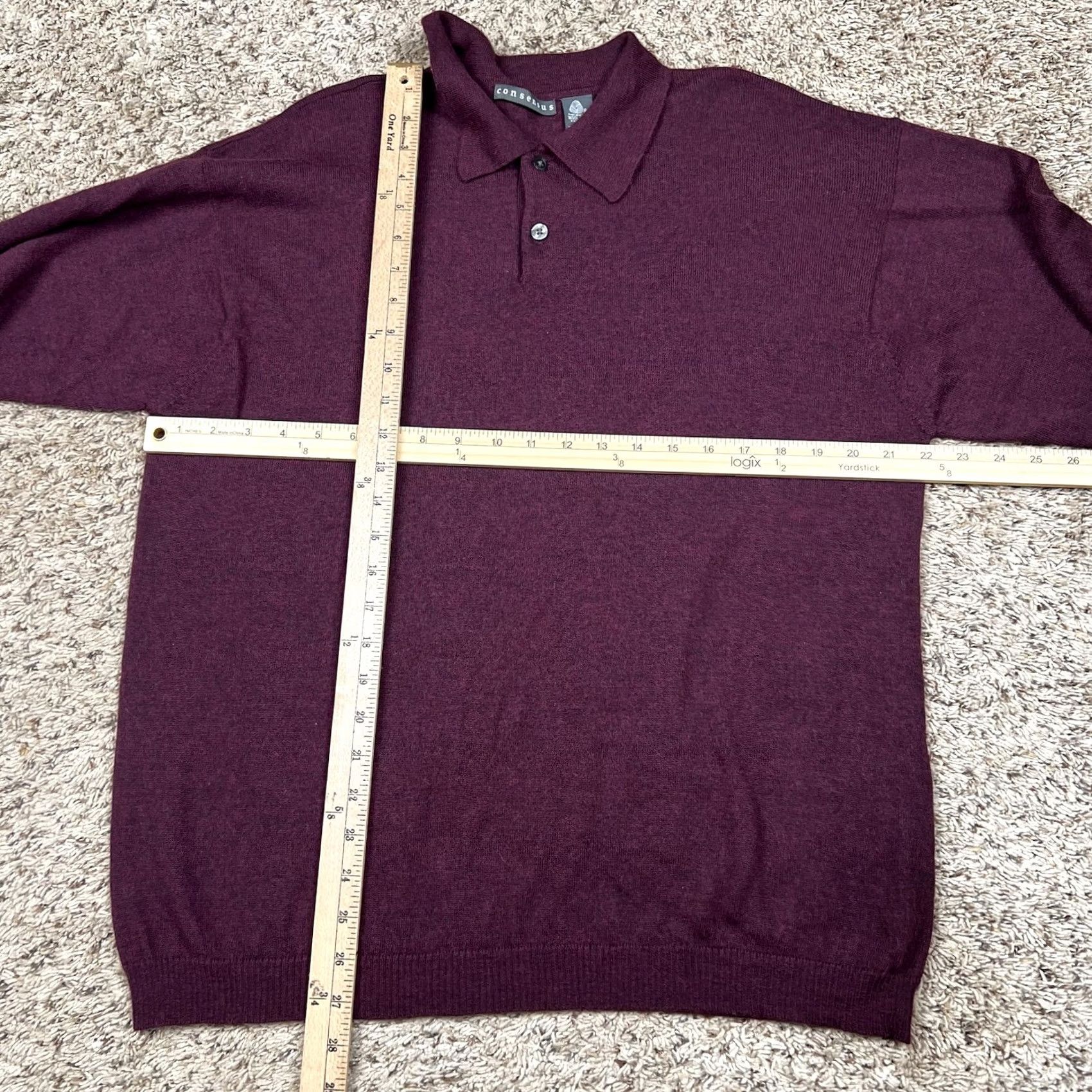 Vintage VINTAGE Consensus Sweater Wood Burgundy Collared Knit XL Men’s Size US XL / EU 56 / 4 - 5 Thumbnail