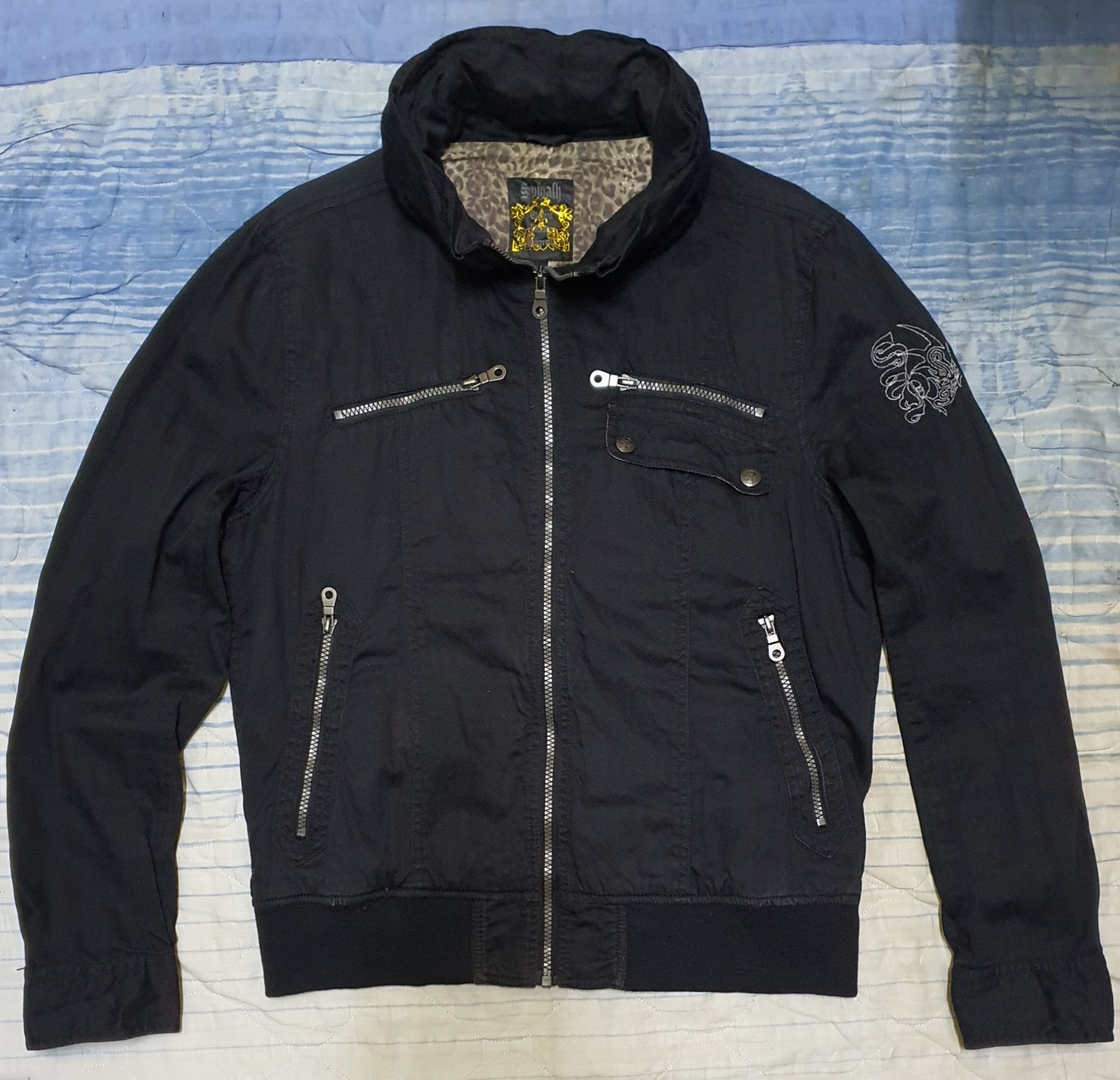 Japanese Brand Spinalh Embroidery Military Bomber Hooded Jacket (Black) Size US L / EU 52-54 / 3 - 2 Thumbnail