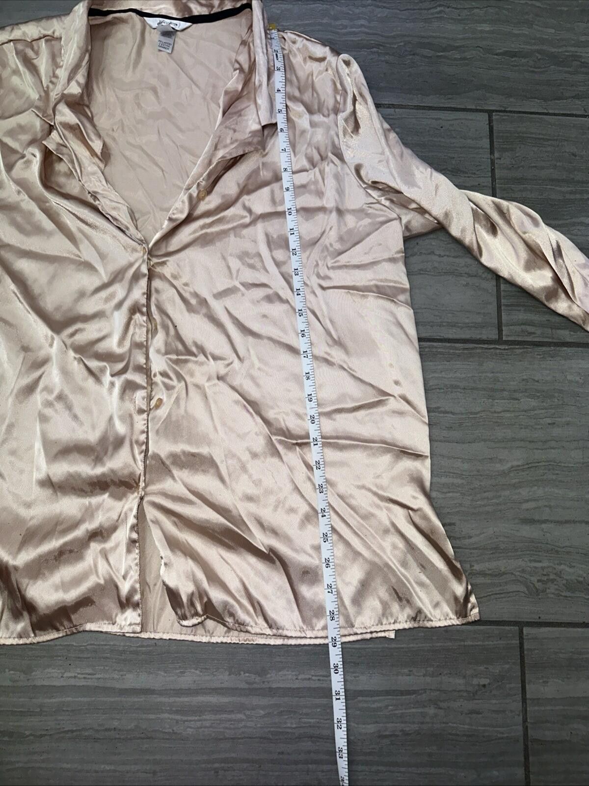 Uniforms For The Dedicated Delicates Satin 2pc Pajamas XXL Button Front Top Pants Beige Size ONE SIZE - 7 Thumbnail