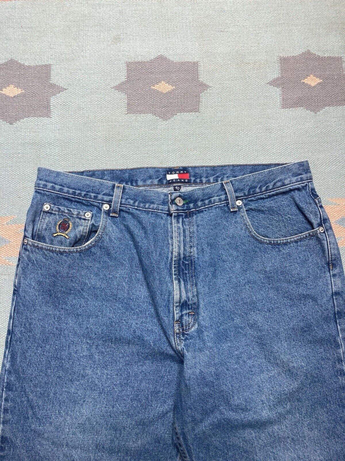 Tommy Hilfiger × Vintage Vtg y2k baggy jeans Tommy Hilfiger wide skater flag 38x25 Size US 38 / EU 54 - 6 Thumbnail