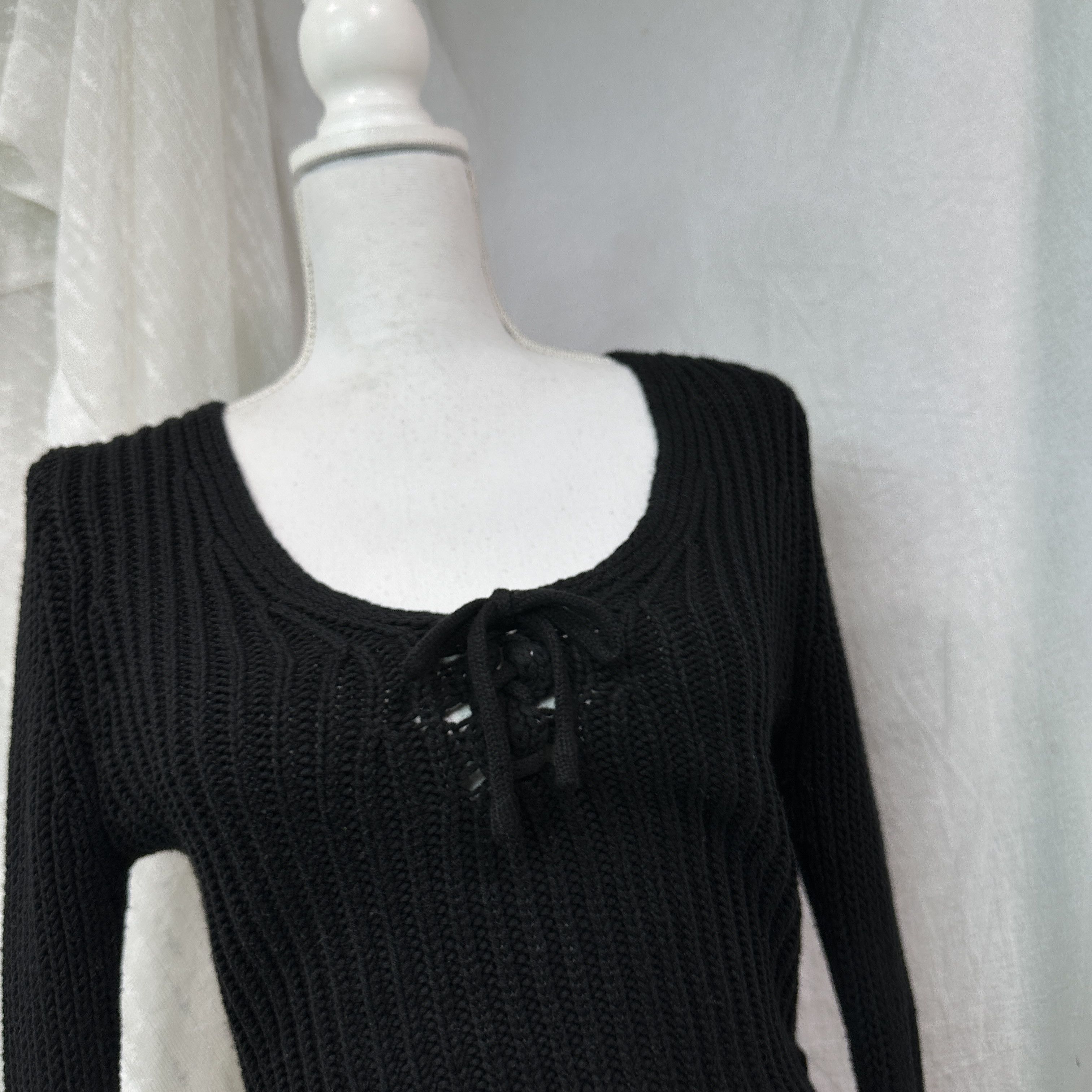 Vintage Vintage Avant Garde Grunge Knitted Bow Sweater 00s Size M / US 6-8 / IT 42-44 - 4 Thumbnail