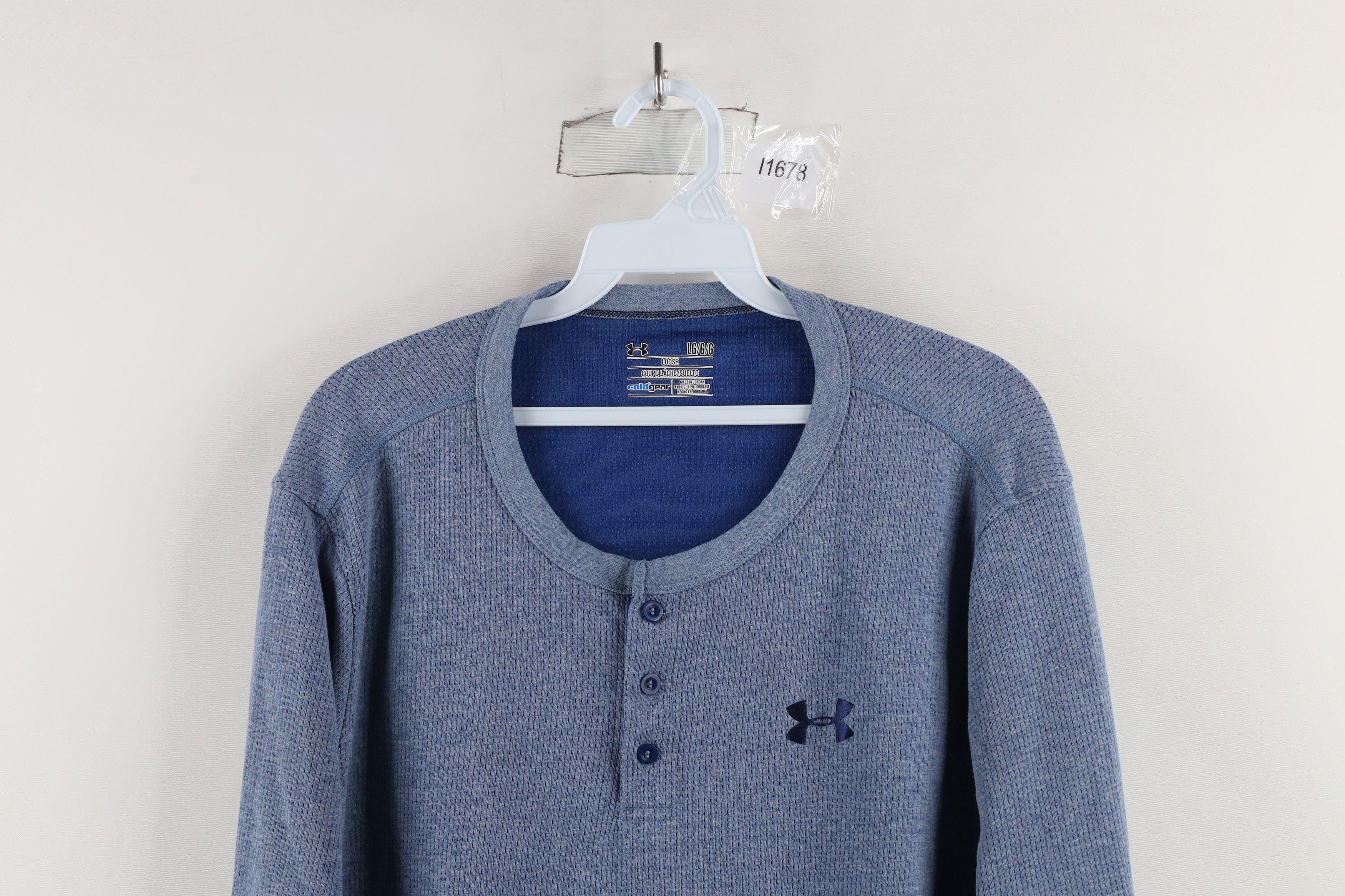 Under Armour × Vintage Under Armour Loose Thermal Waffle Knit Henley T-Shirt Blue Size US L / EU 52-54 / 3 - 2 Thumbnail